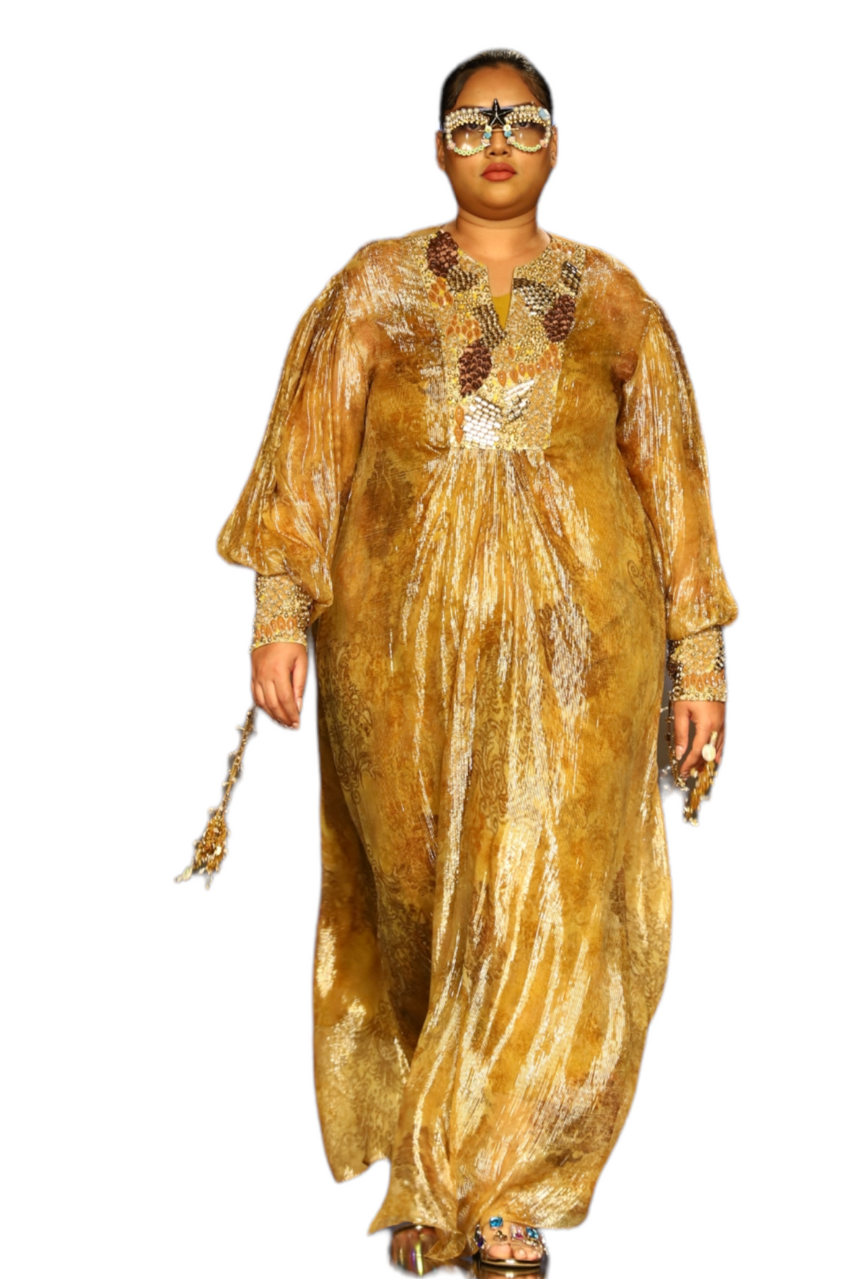 Dijon Printed Lurex Kaftan