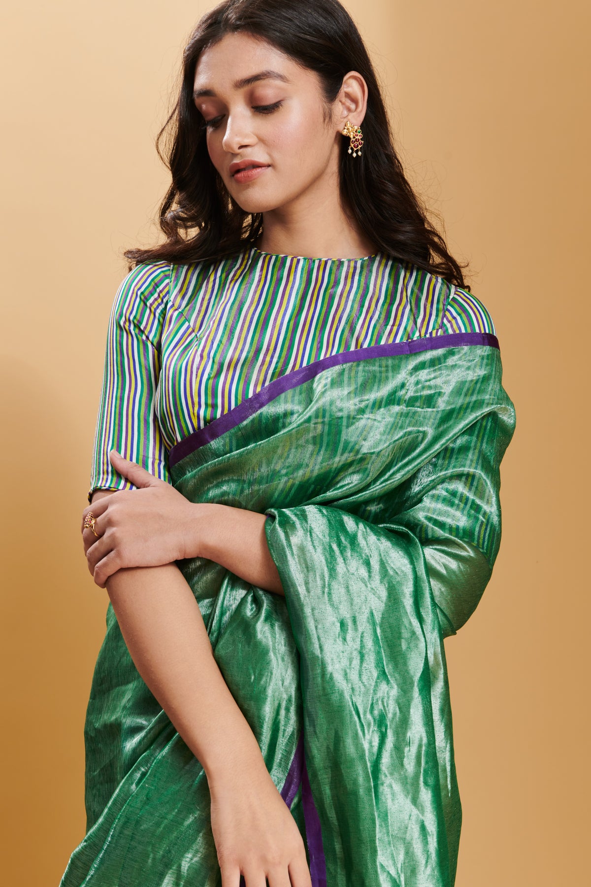 Multi-colour Silk Satin Blouse Fabric