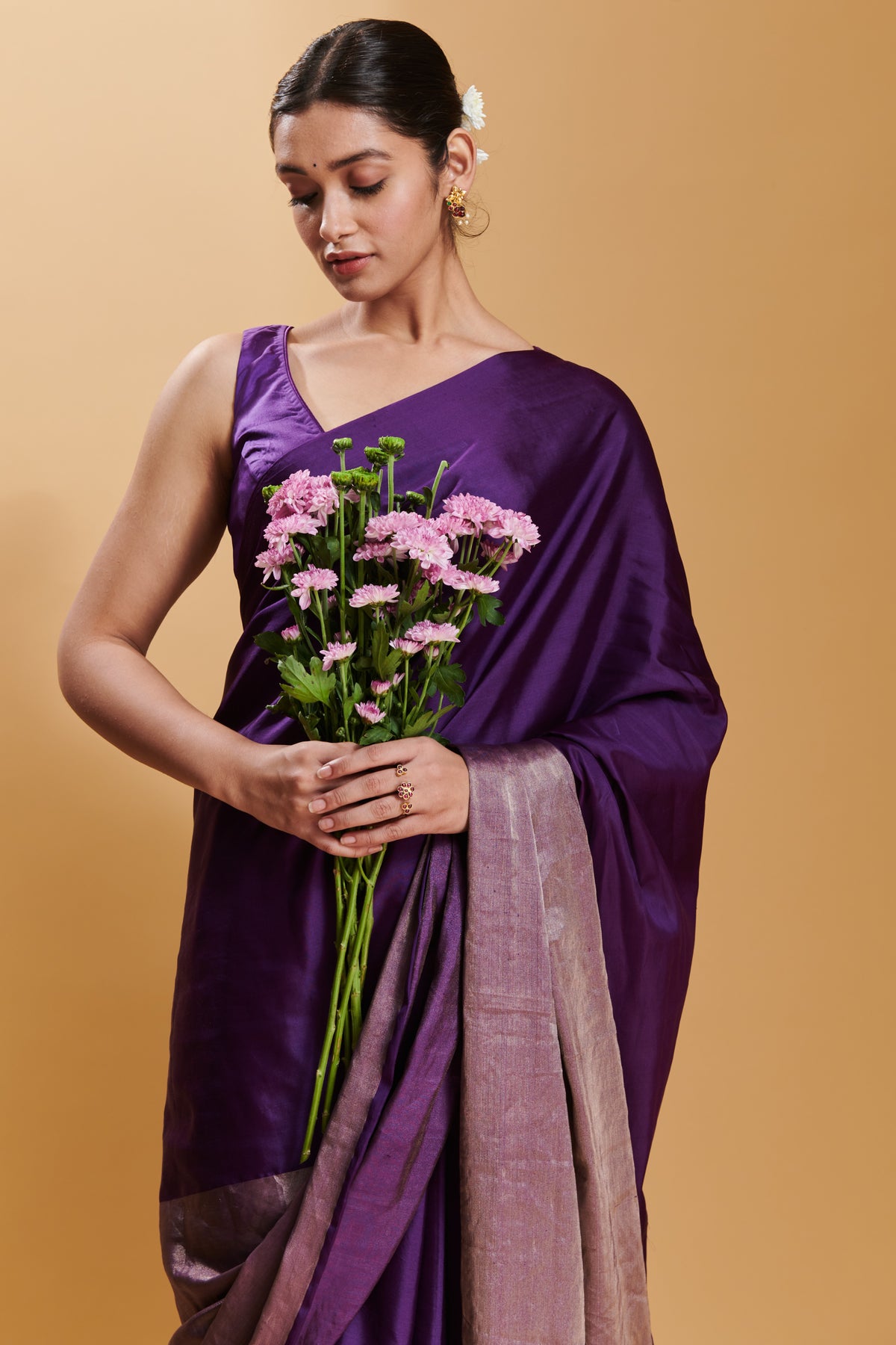Purple Silk Satin Blouse Fabric