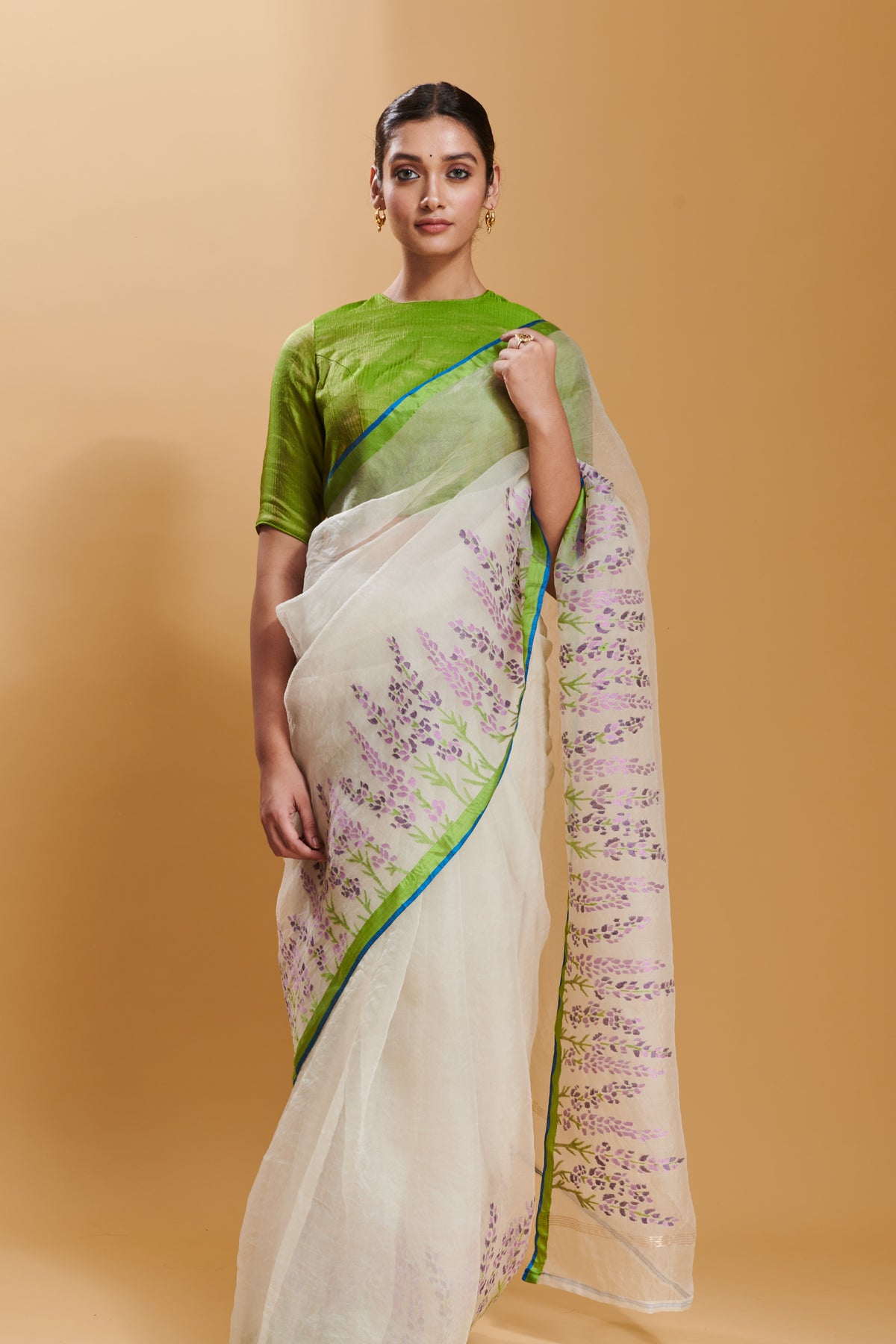 Green Silk Zari Blouse Fabric