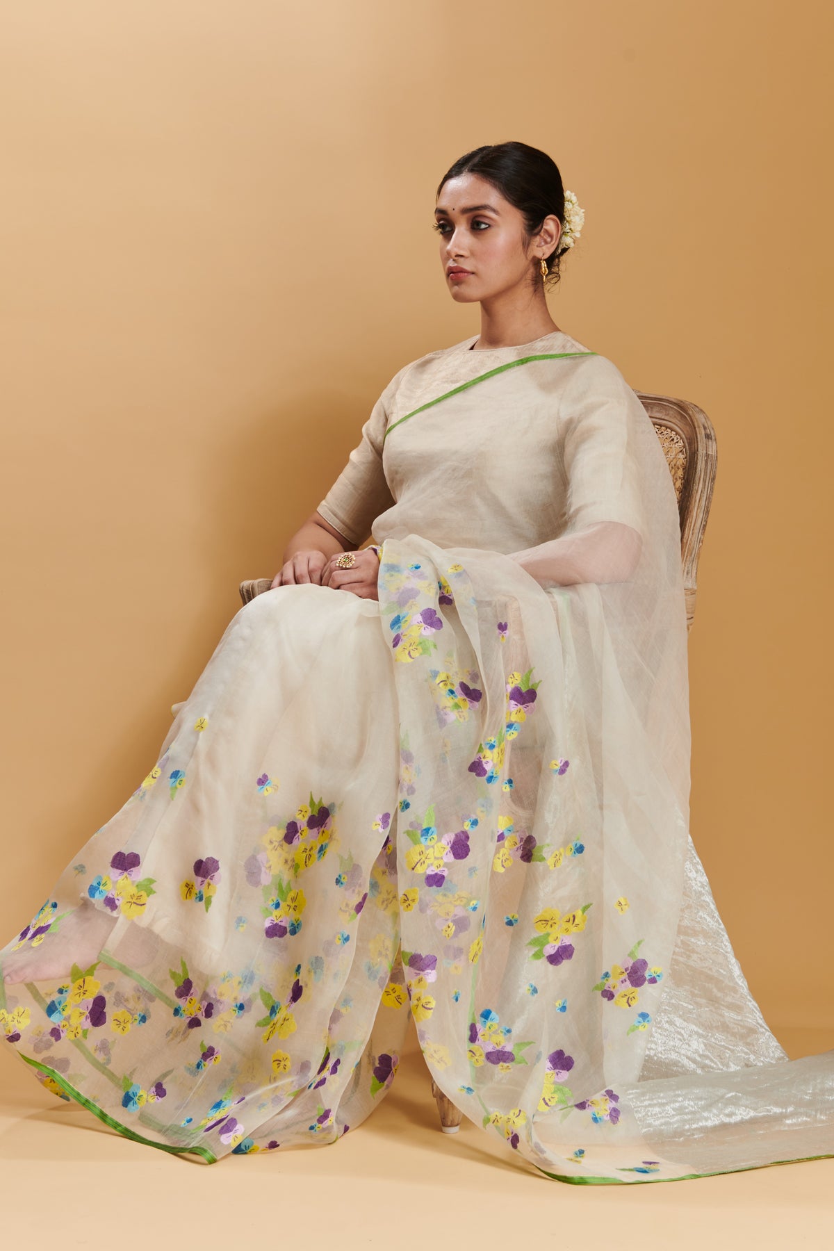 Pansy Bloom Jamdani Silk Saree