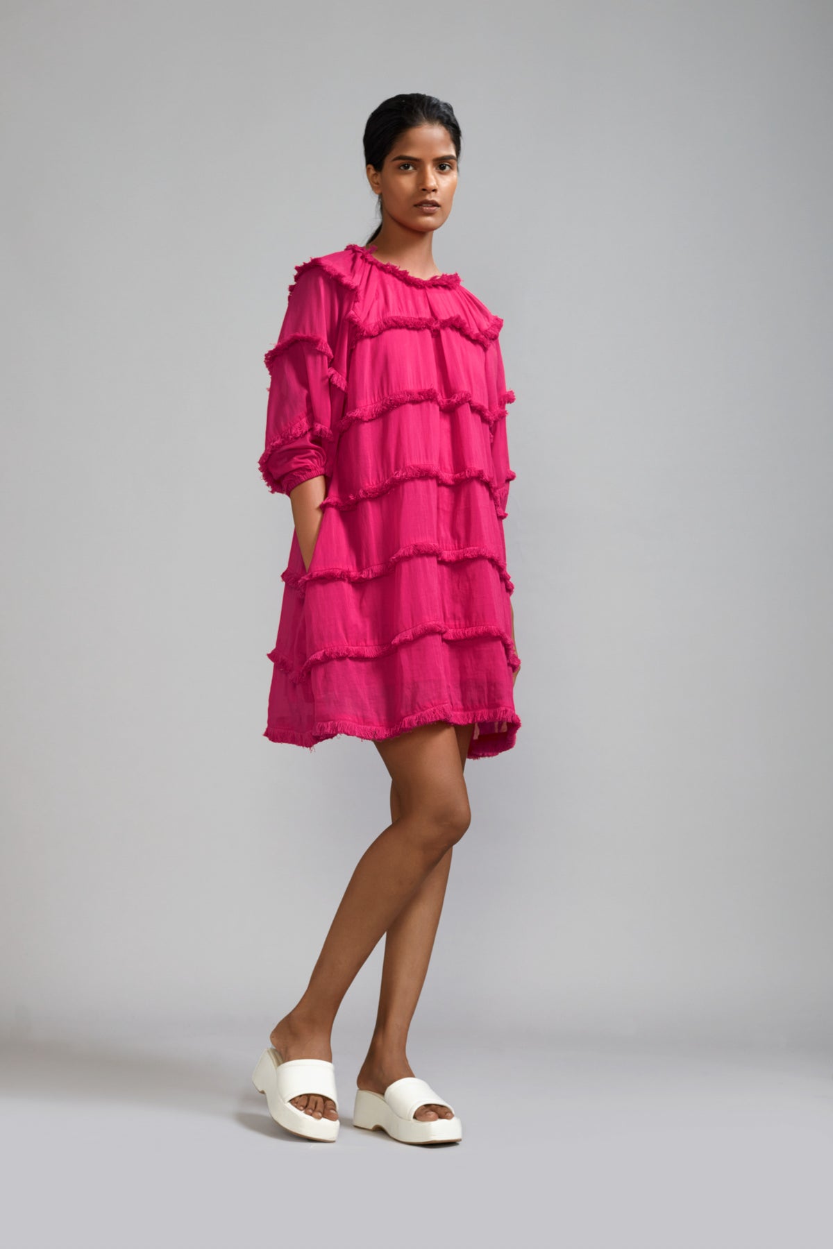 Pink Fringed Short Dress