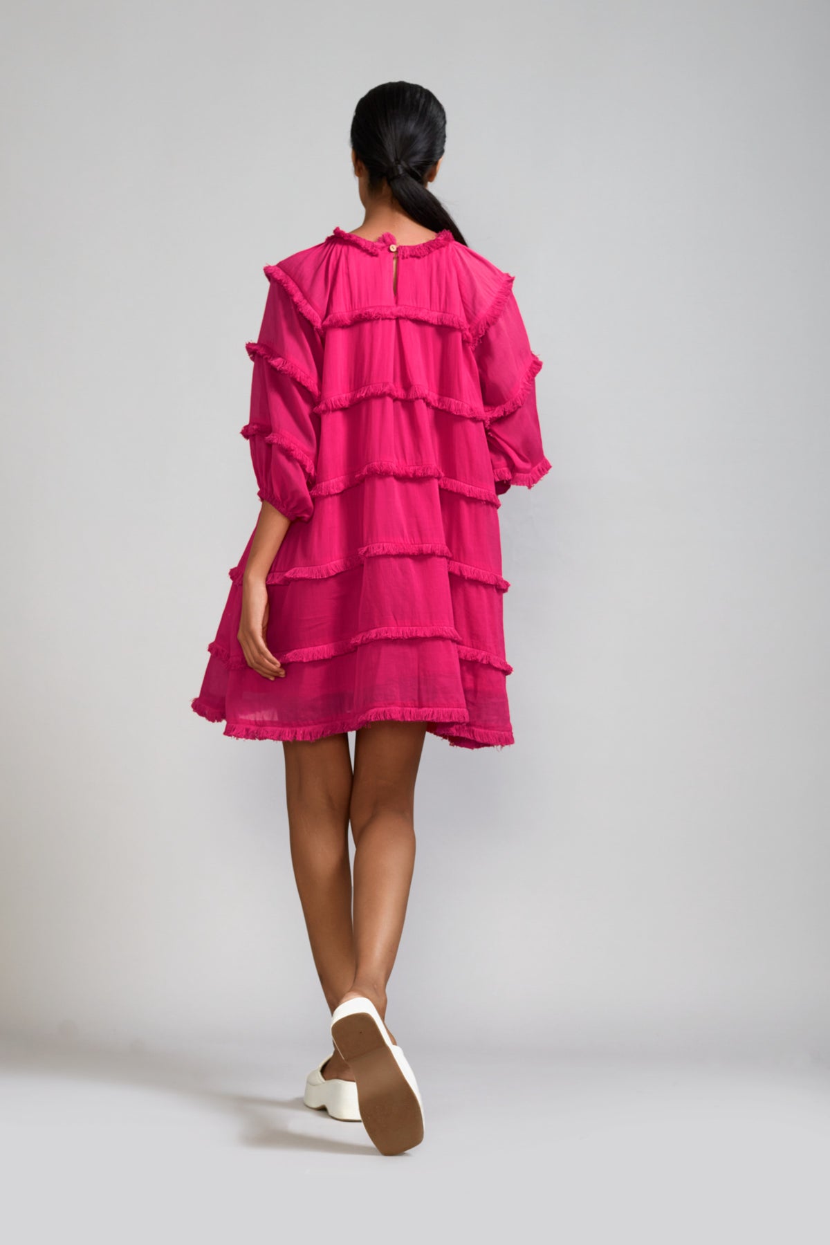 Pink Fringed Short Dress