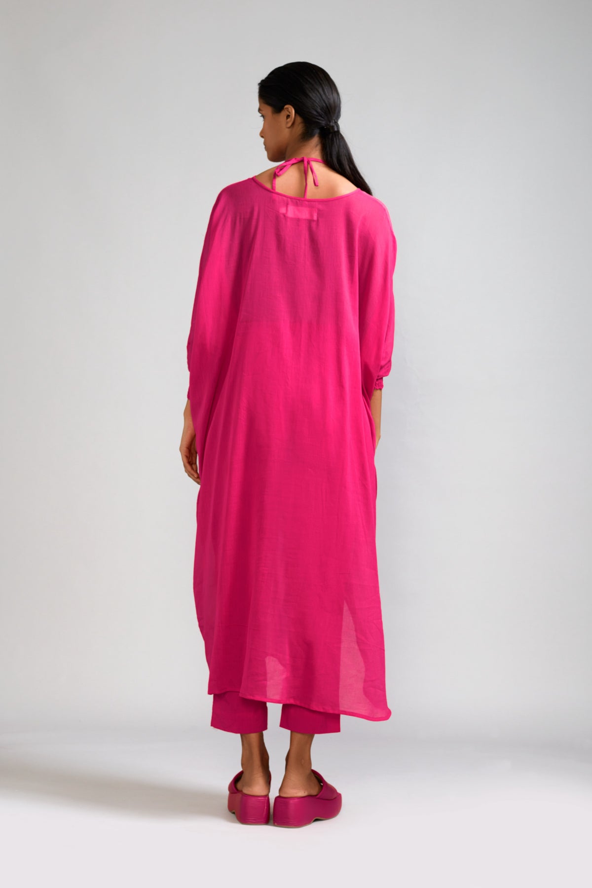 Pink Smocked Cowl Tunic Set