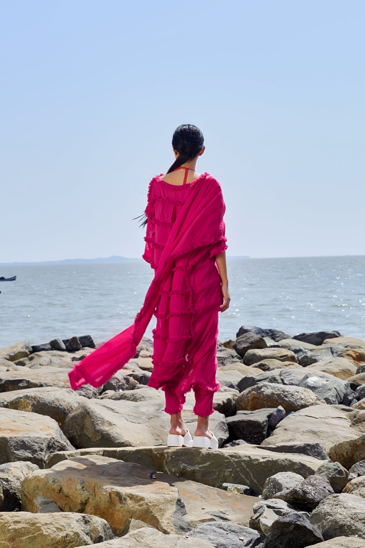 Pink Tassle Tier Tunic Set