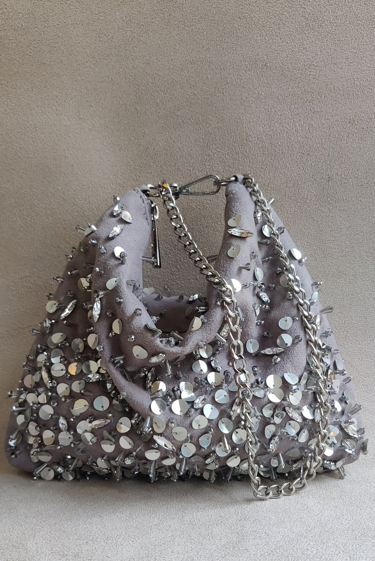 Silver Grey Hobo Potli Cum Shoulder Bag