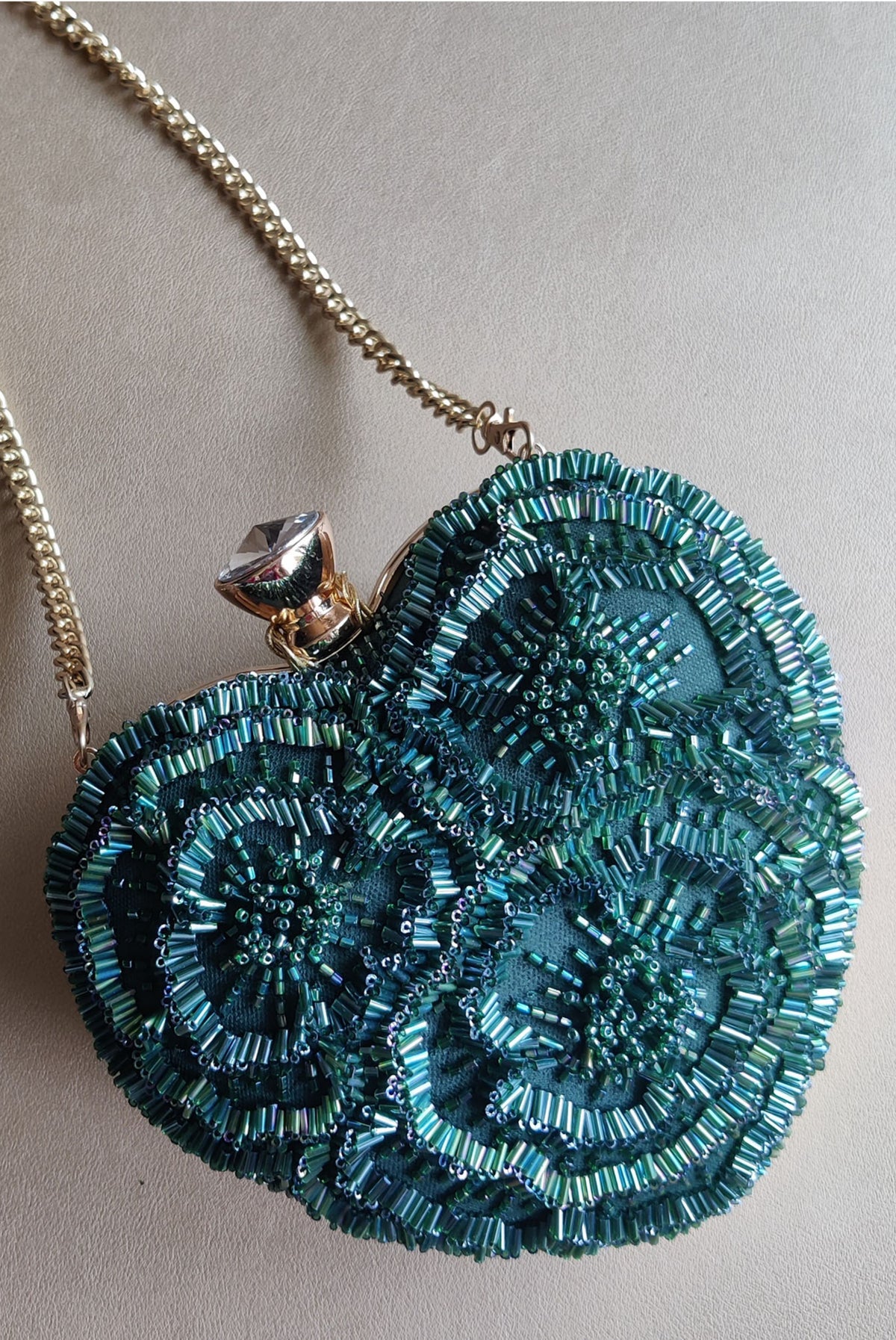 Bottle Green Floral Heart Bag