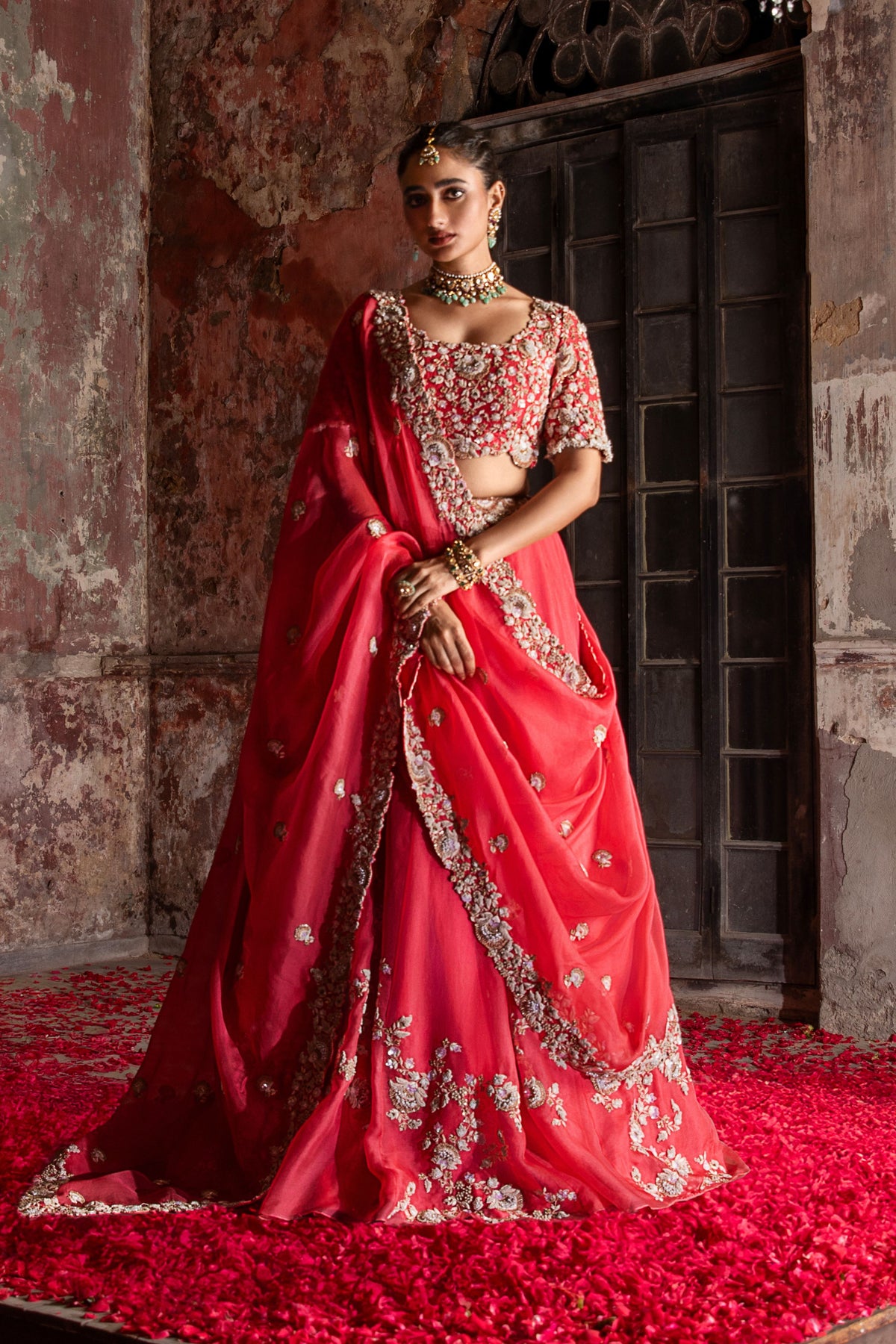 Deep Peach Lehenga Set