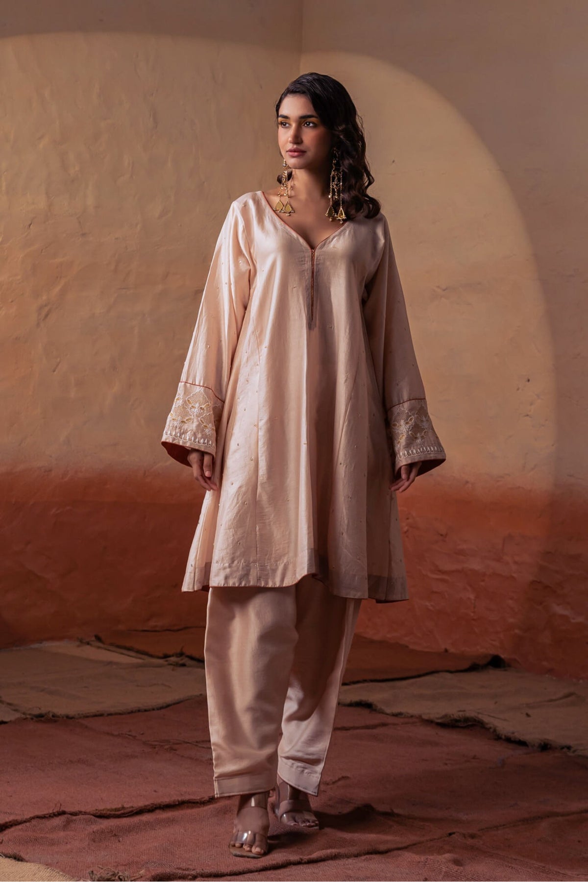 Dusky Pink Tunic With Farshi Salwar
