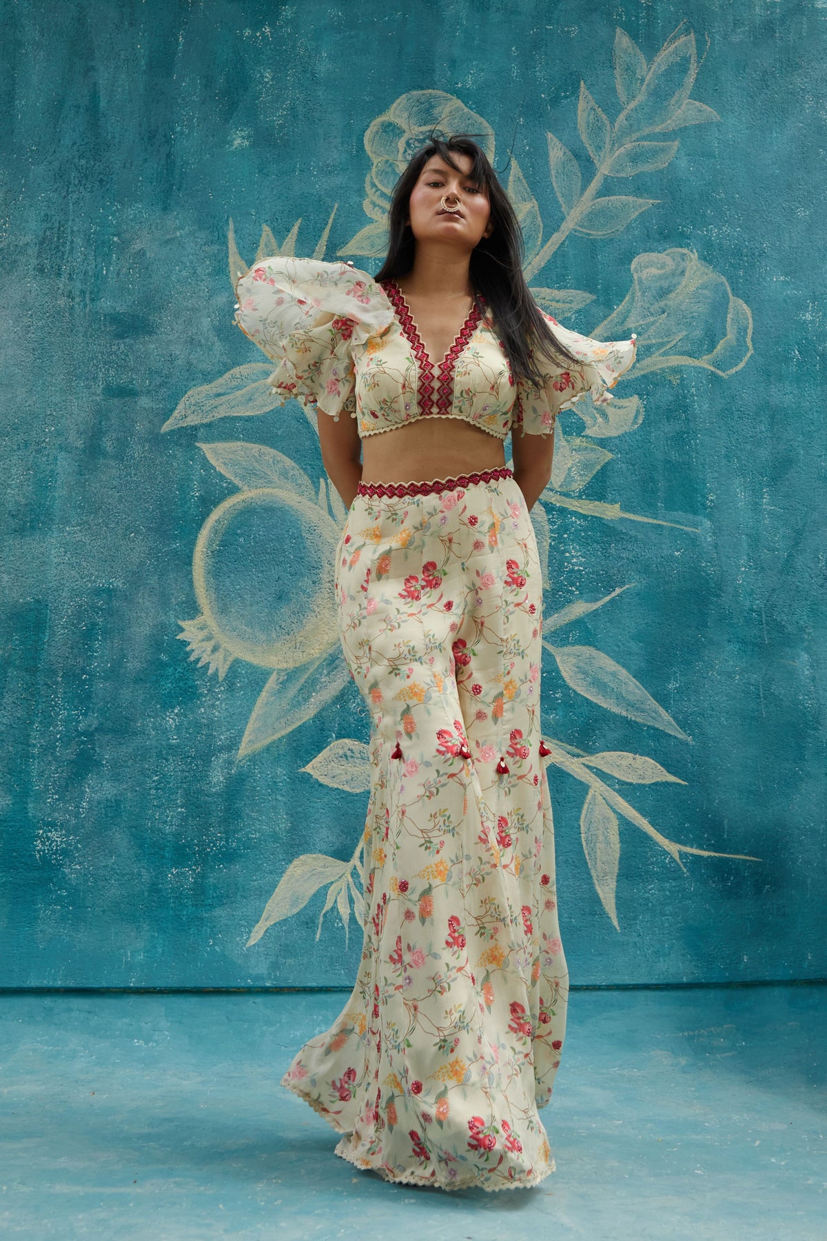 Printed Co-ordinated set in beige