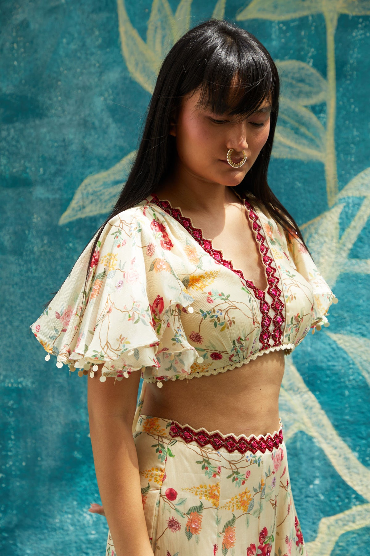 Printed Co-ordinated set in beige