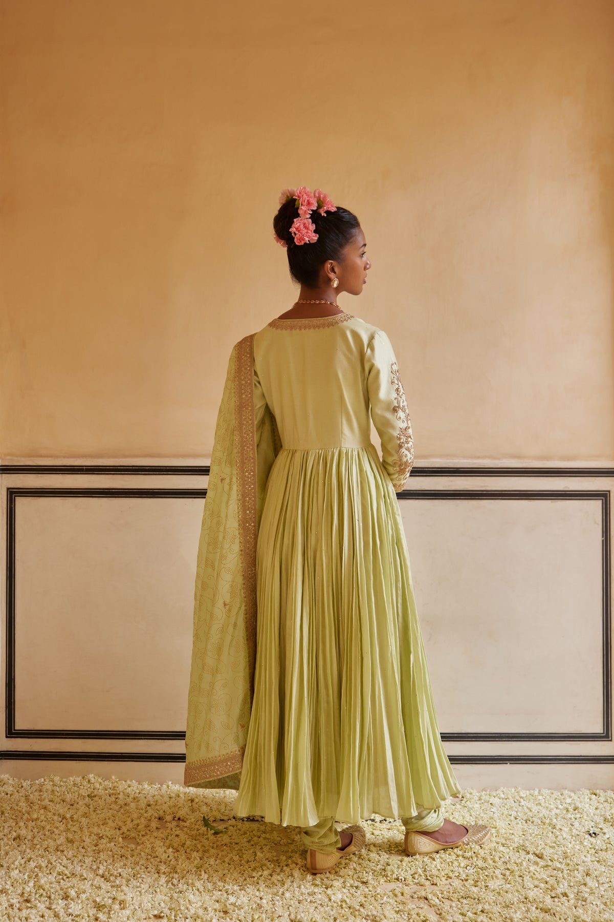 Mint Anarkali Paired With Dupatta &amp; Churidar