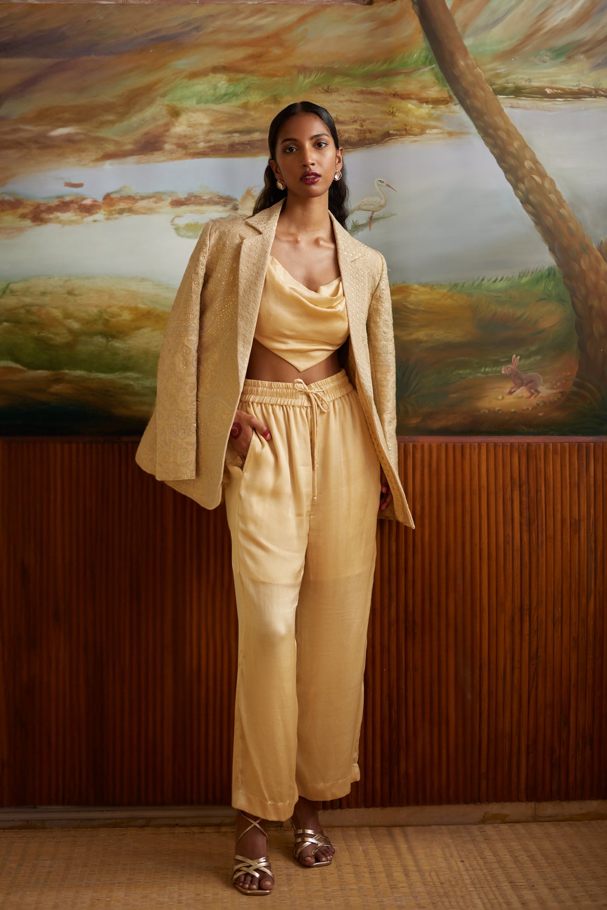 Buttercup Cowl Top Paired With Jacket &amp; Pants