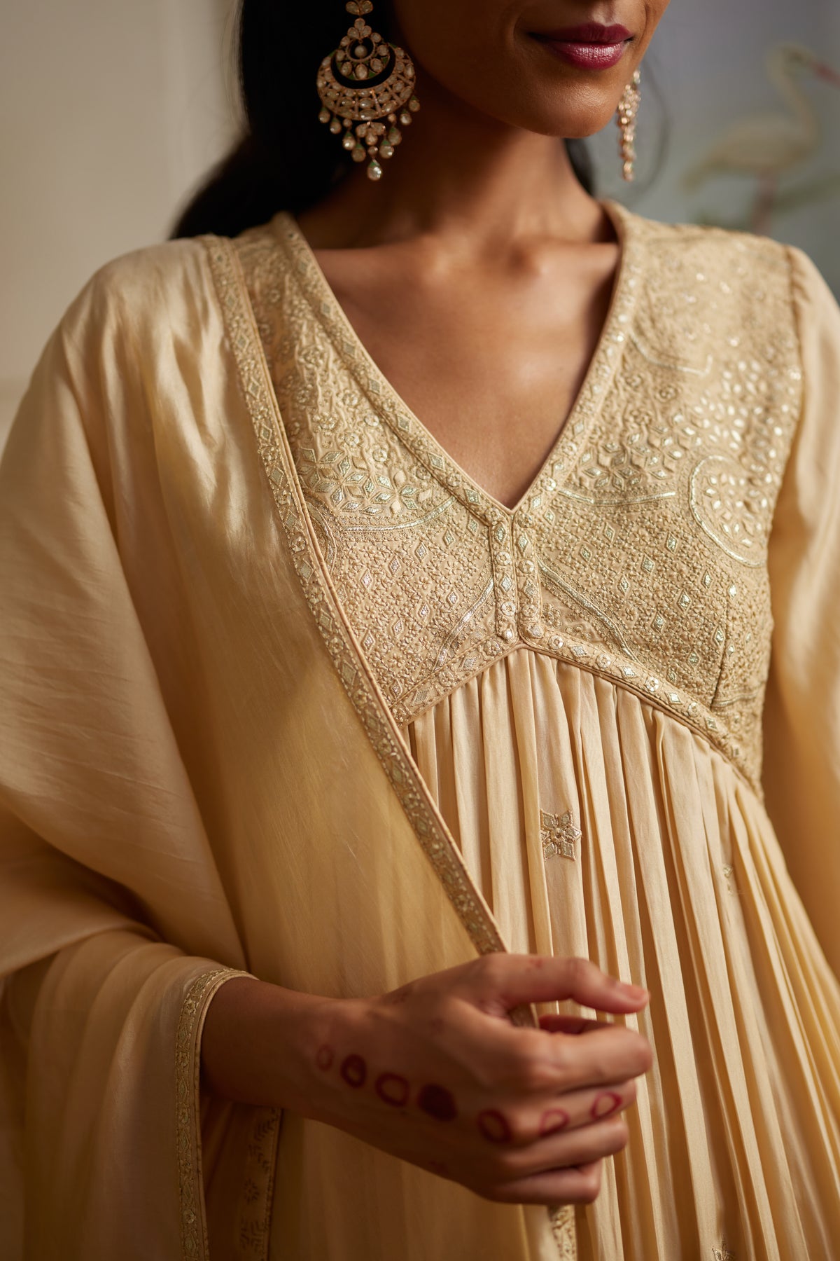 Buttercup Silk Anarkali Paired With Pants &amp; Dupatta