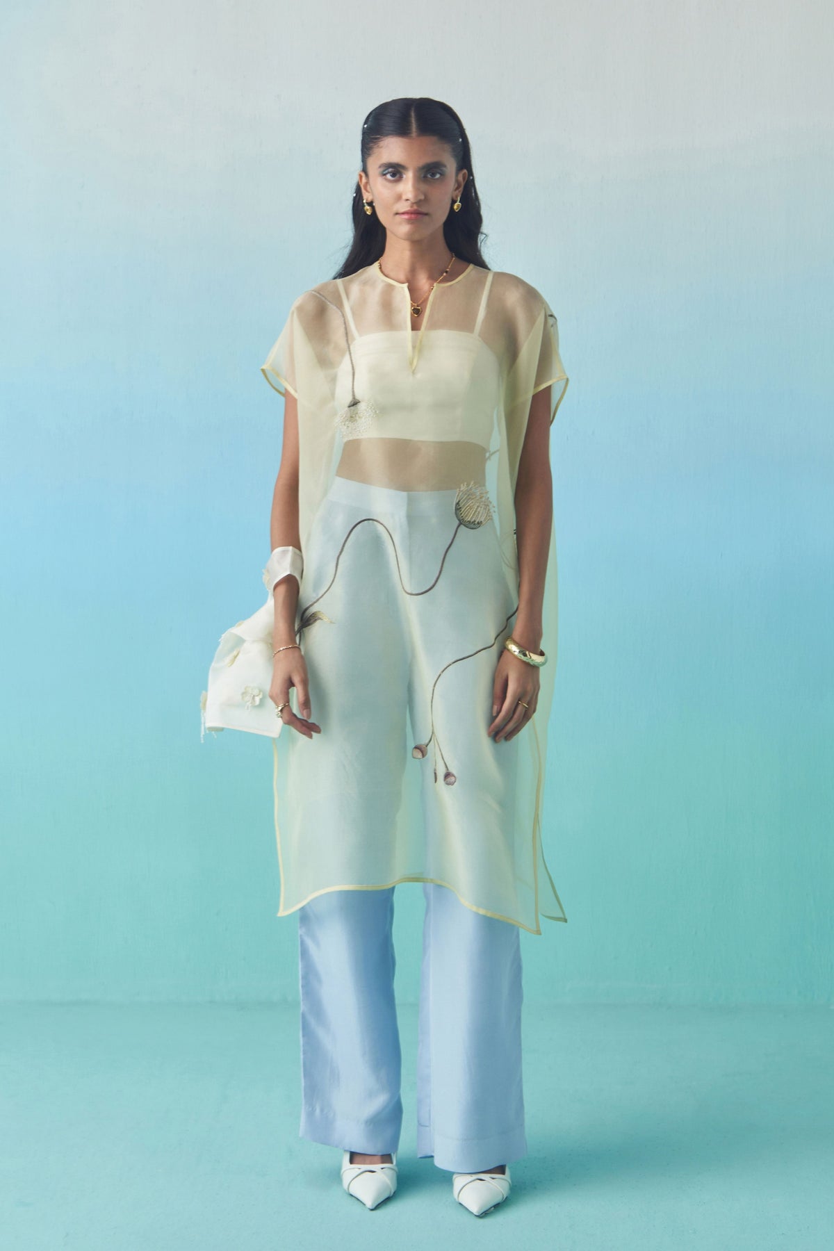 Butter Yellow Cocoon Sheer Overlay