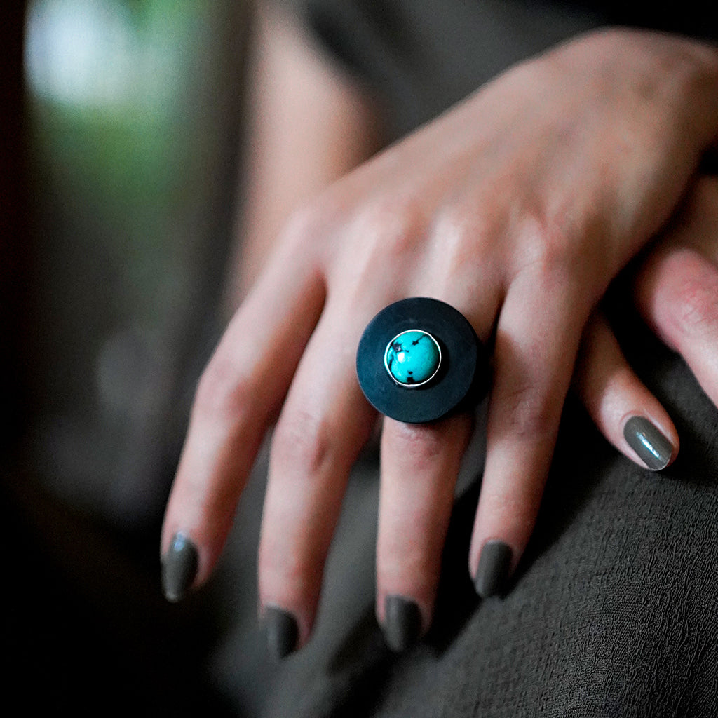 Wooden Turquoise Ring
