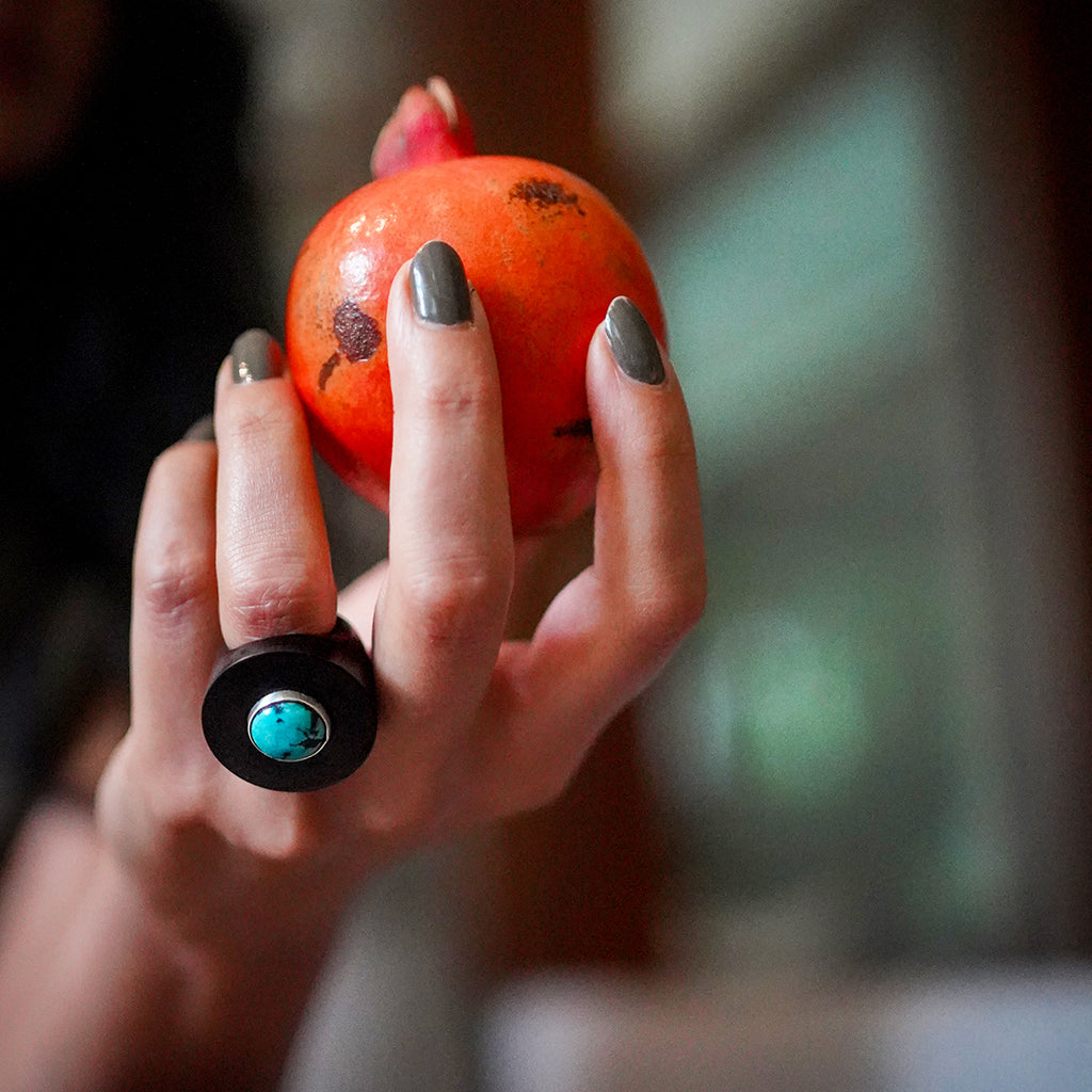 Wooden Turquoise Ring