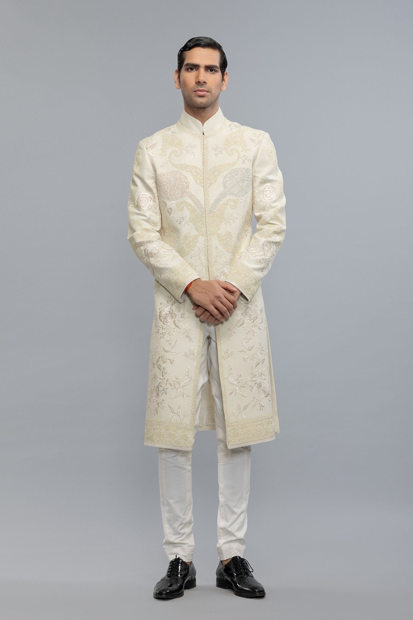 Ivory Embroidered Sherwani - Rohit Bal Menswear - Elahe