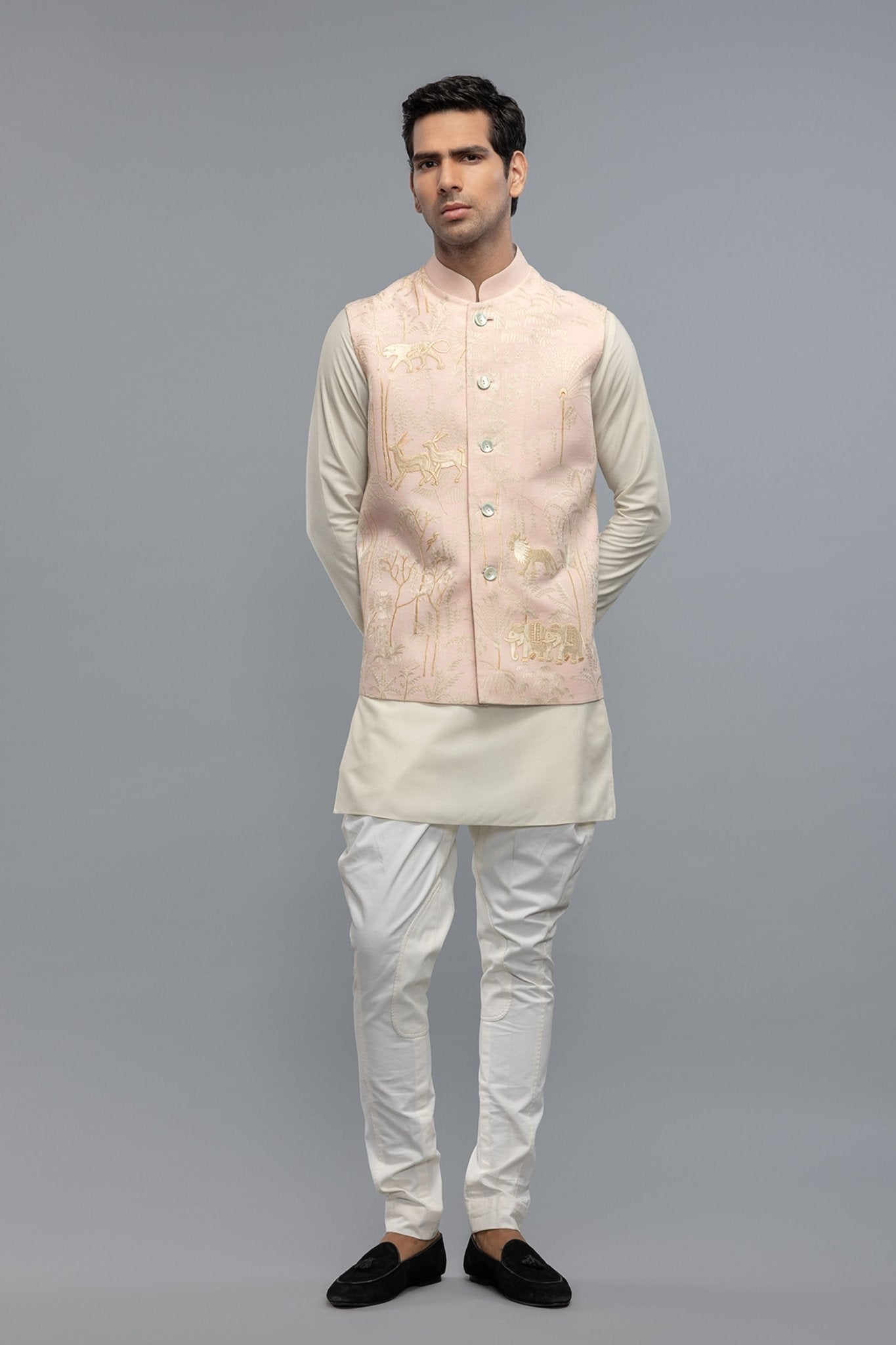 Powder Pink Matka Bundi - Rohit Bal Menswear - Elahe