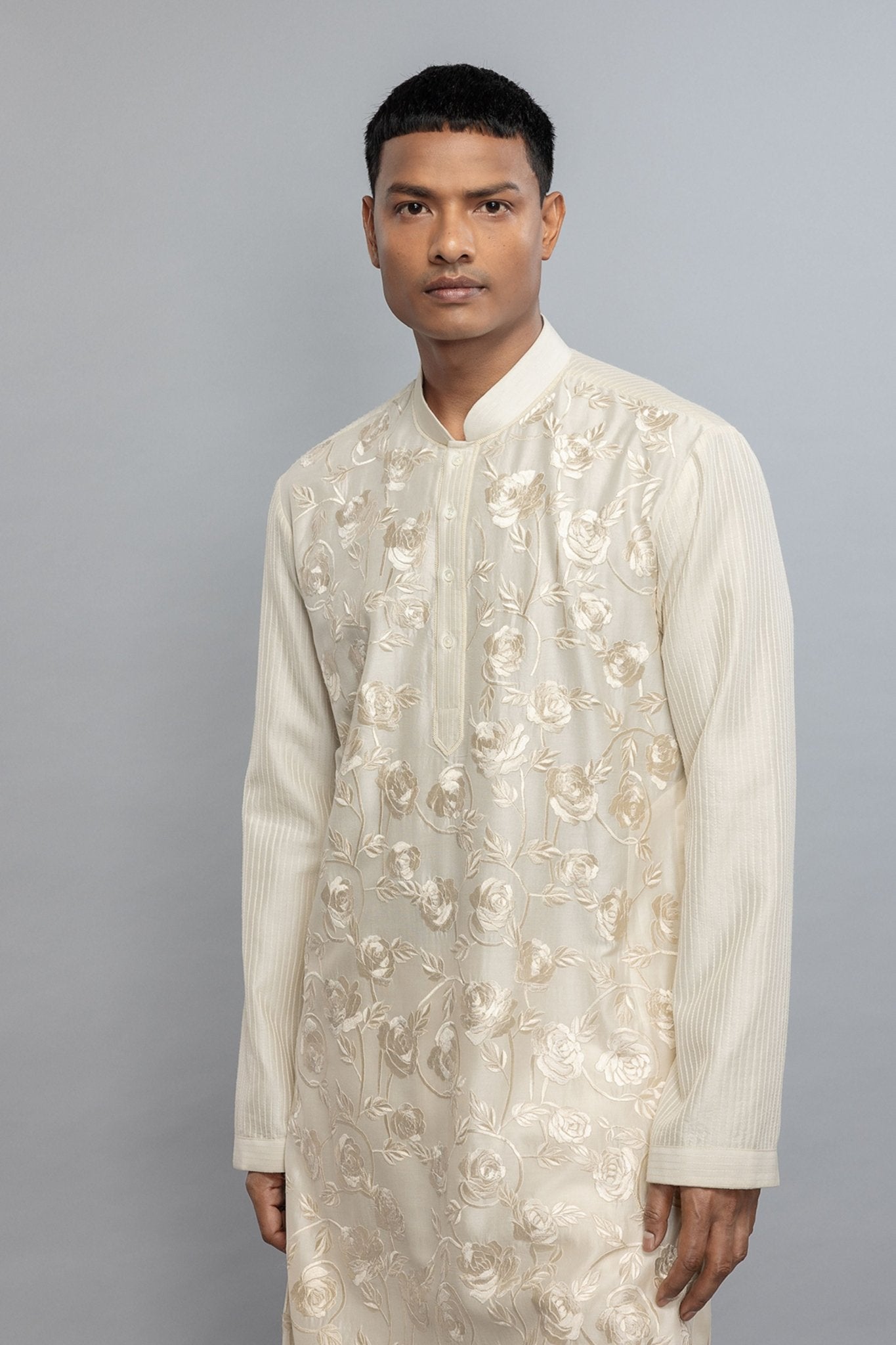 Resham Embroidered Chanderi Kurta Set - Rohit Bal Menswear - Elahe