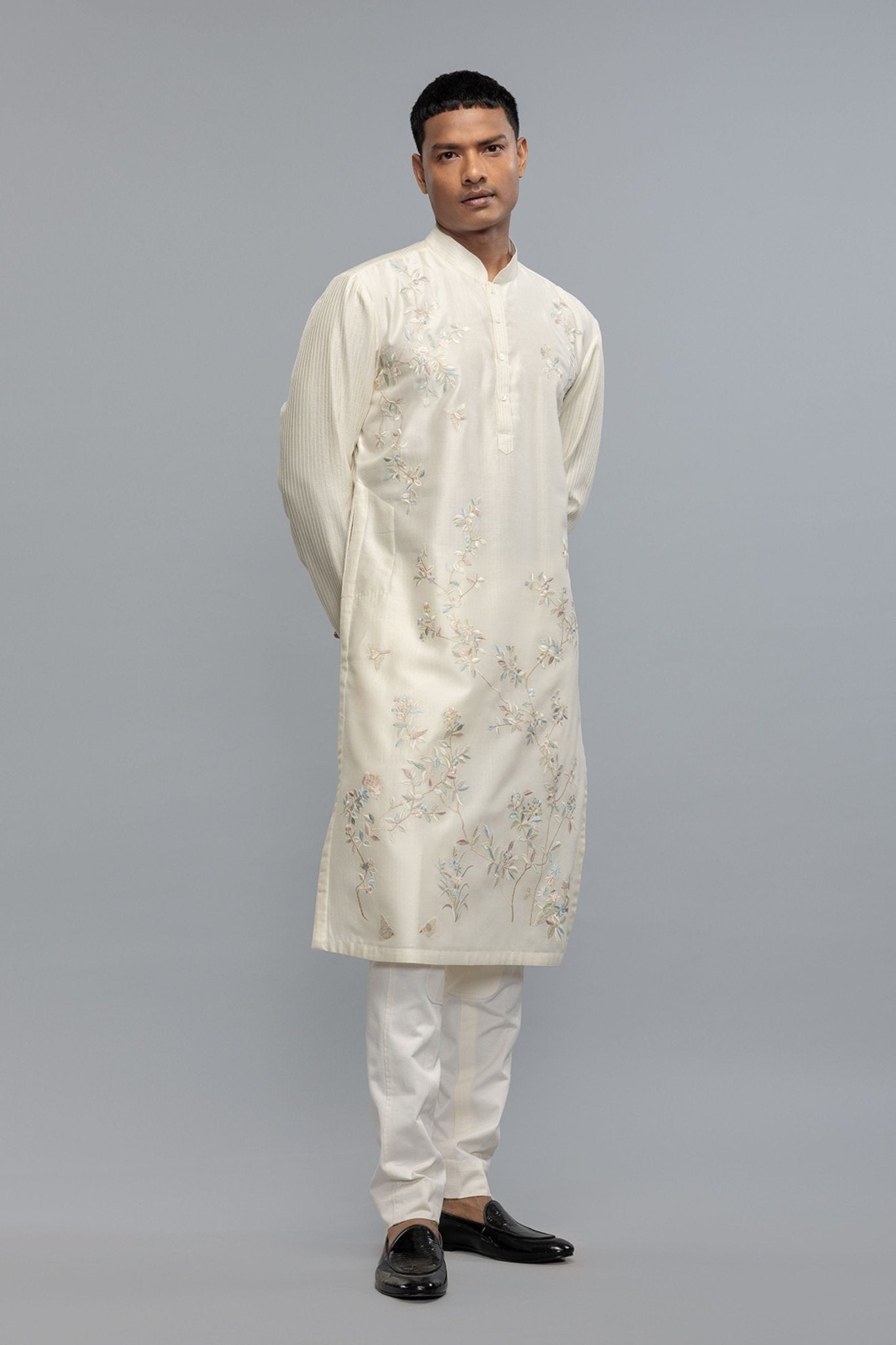 Ivory Chanderi Kurta - Rohit Bal Menswear - Elahe