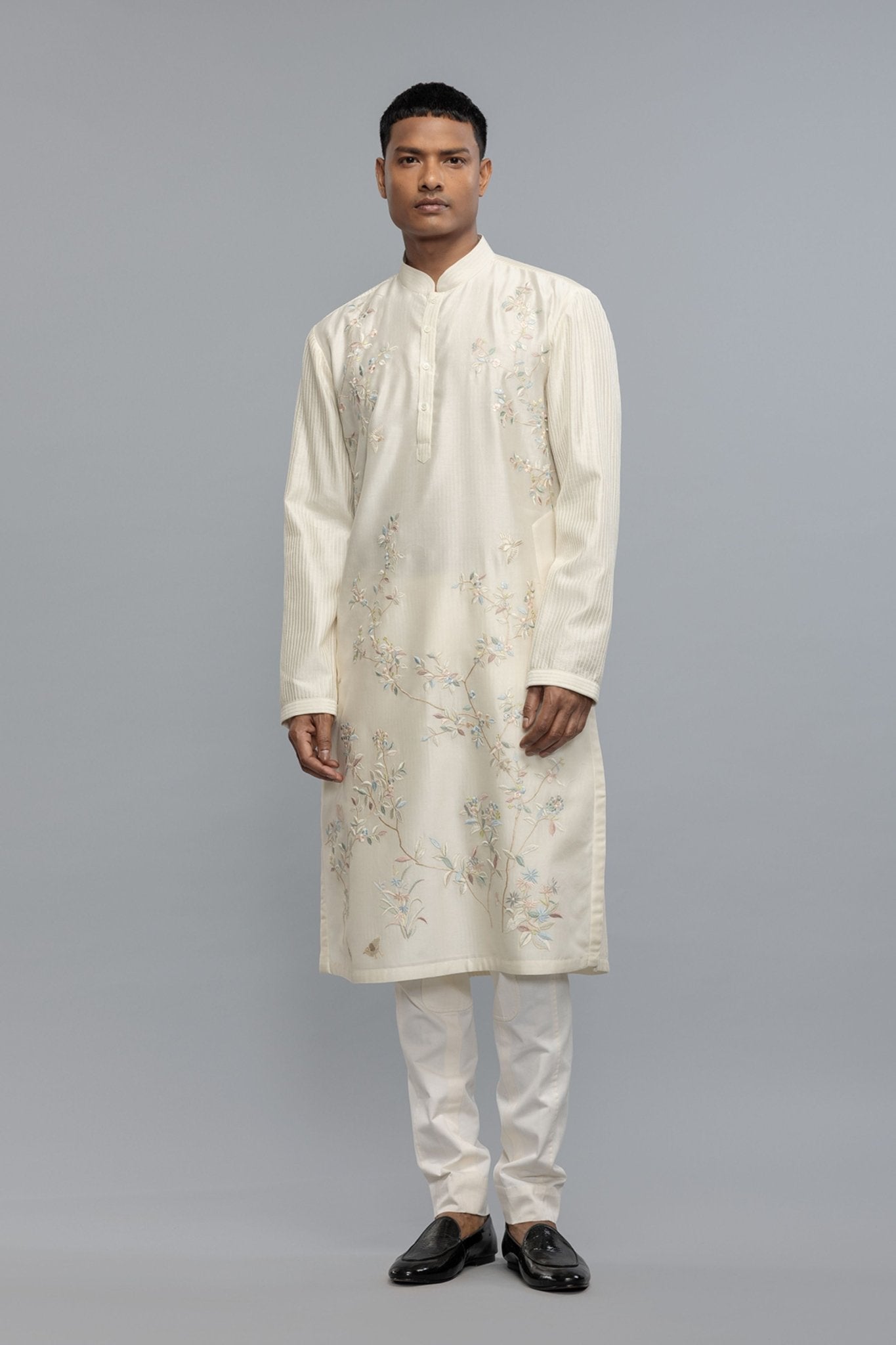 Ivory Chanderi Kurta - Rohit Bal Menswear - Elahe