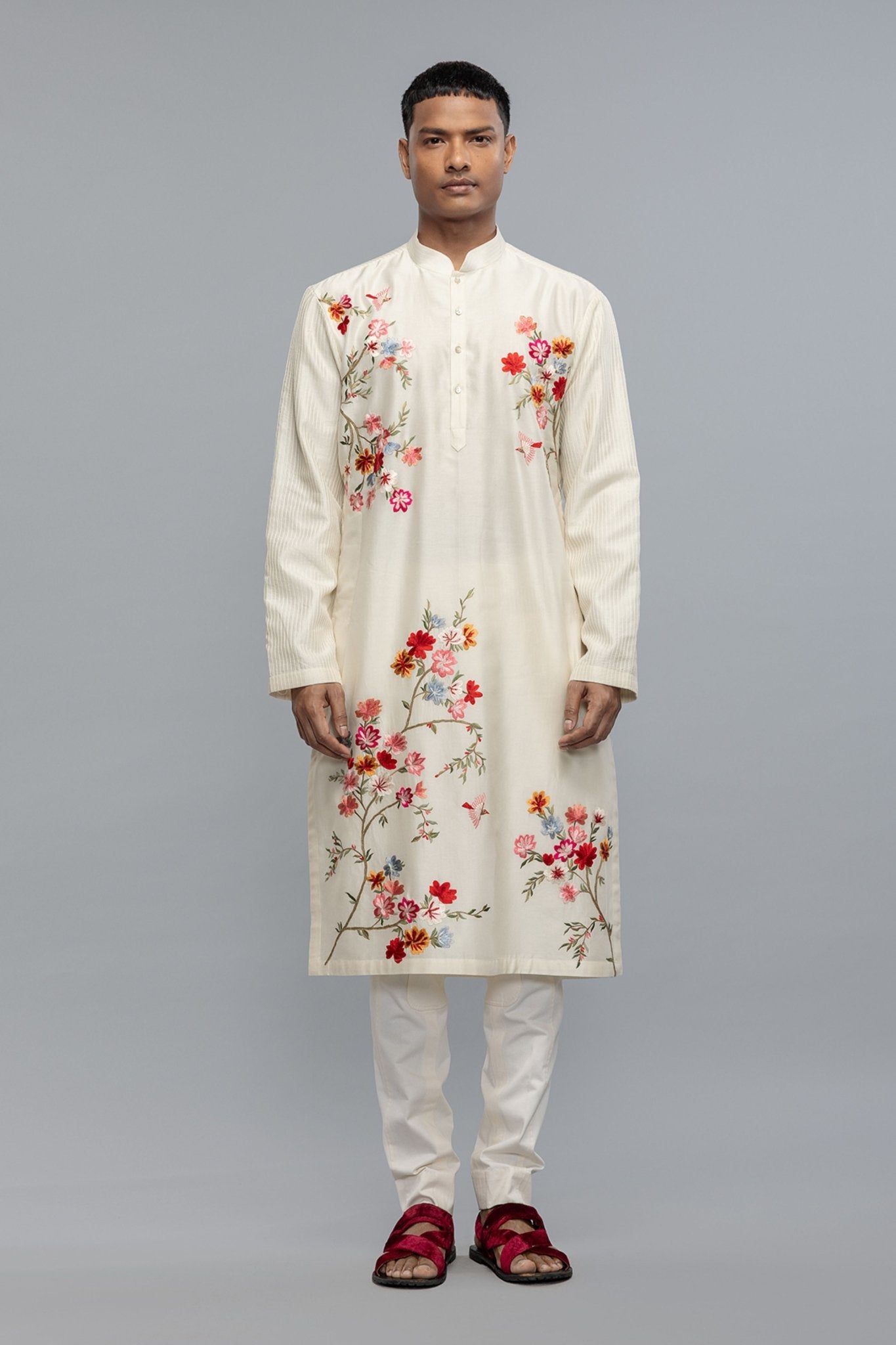Chanderi Embroidered Kurta - Rohit Bal Menswear - Elahe