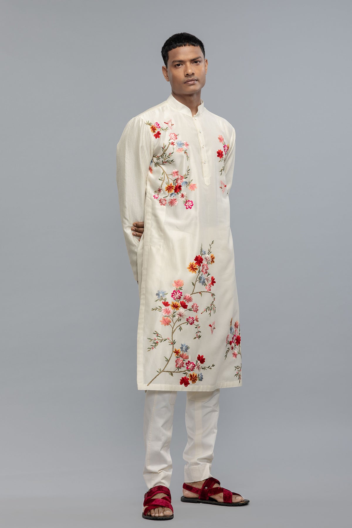 Chanderi Embroidered Kurta