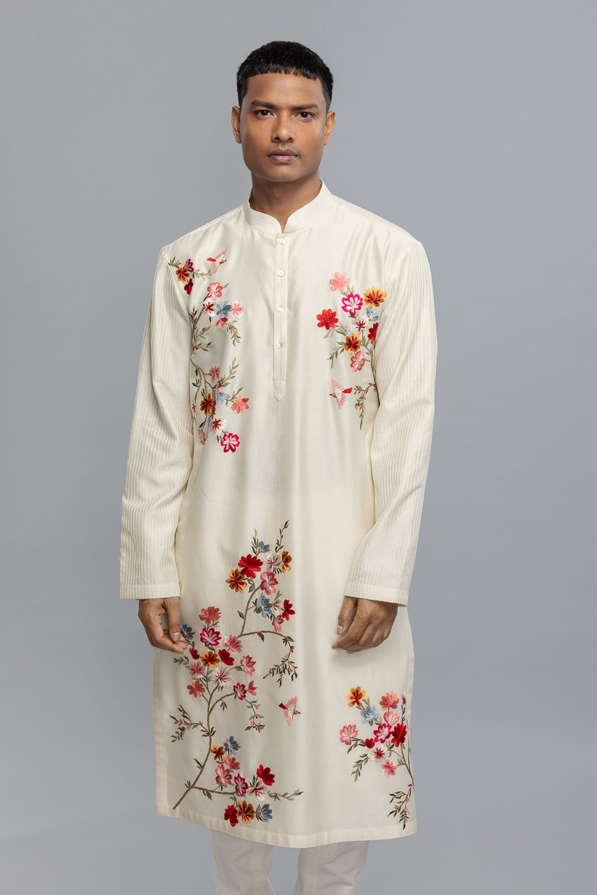 Chanderi Embroidered Kurta