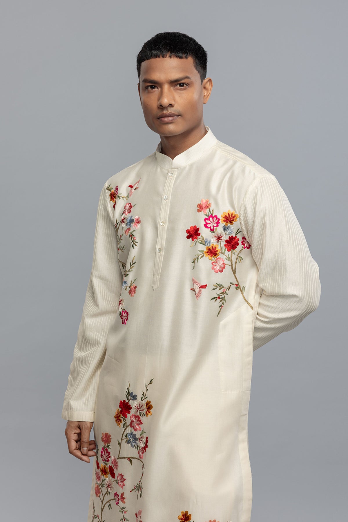 Chanderi Embroidered Kurta