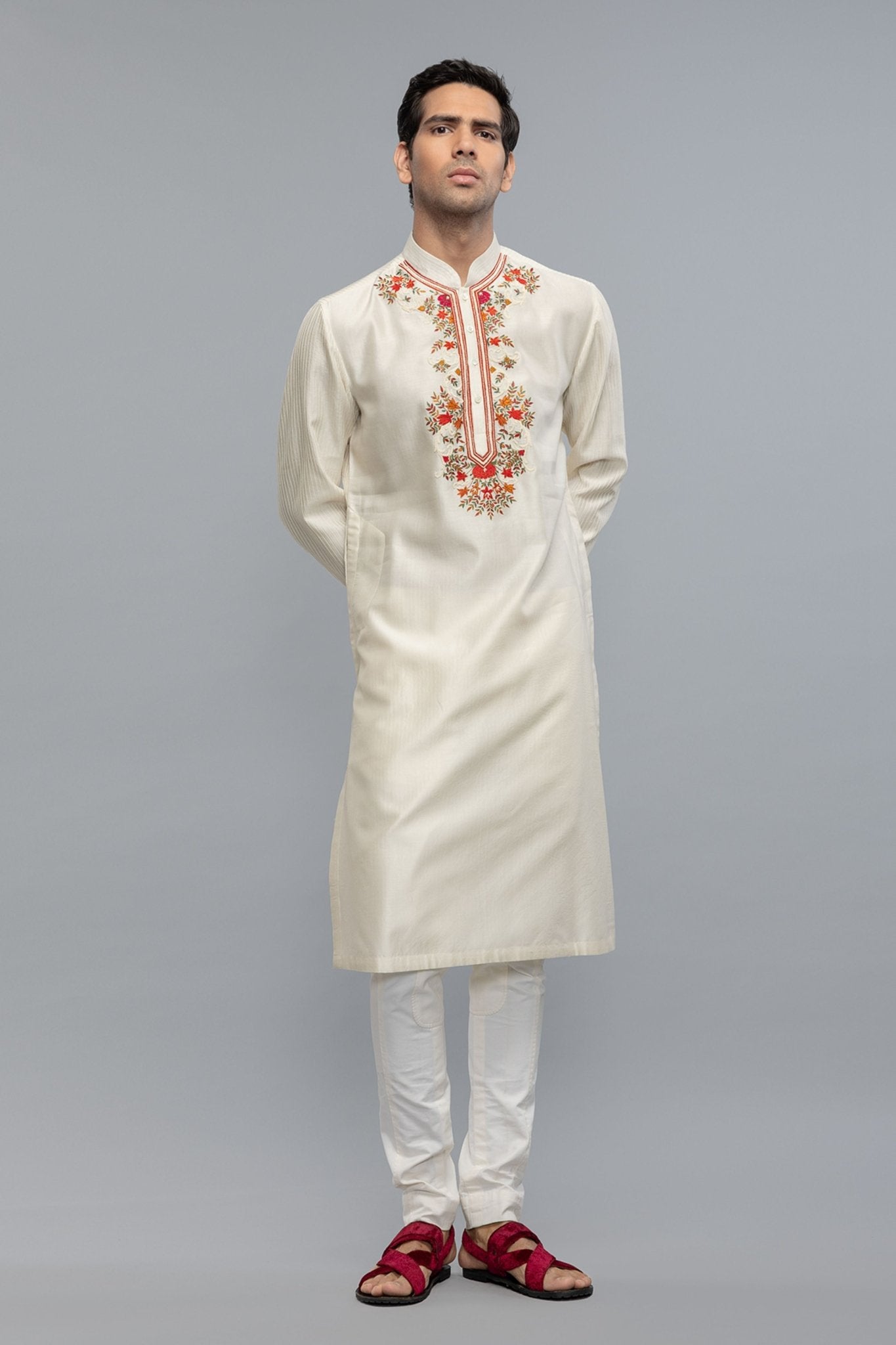 Kurta Set With Embroidery - Rohit Bal Menswear - Elahe