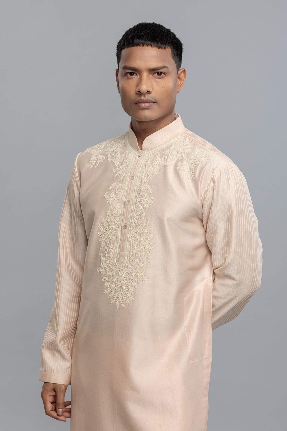 Chanderi Kurta Set With Threadwork