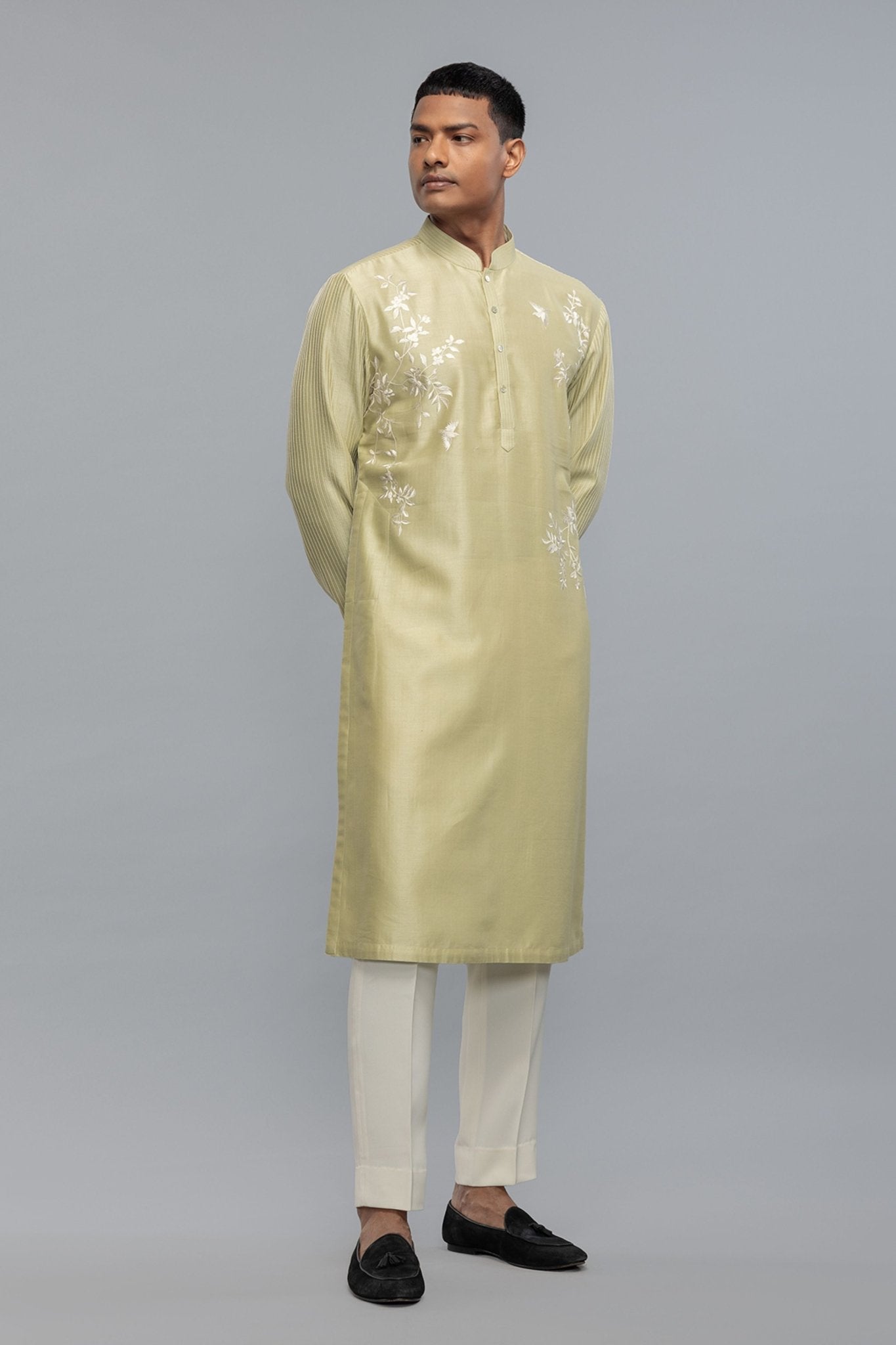 Sage Green Kurta Set - Rohit Bal Menswear - Elahe