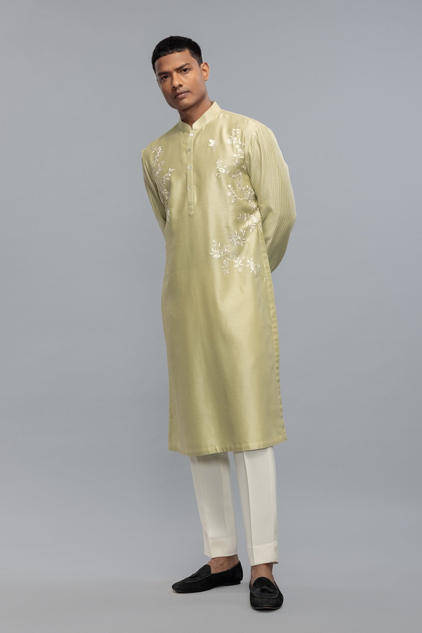 Sage Green Kurta Set - Rohit Bal Menswear - Elahe
