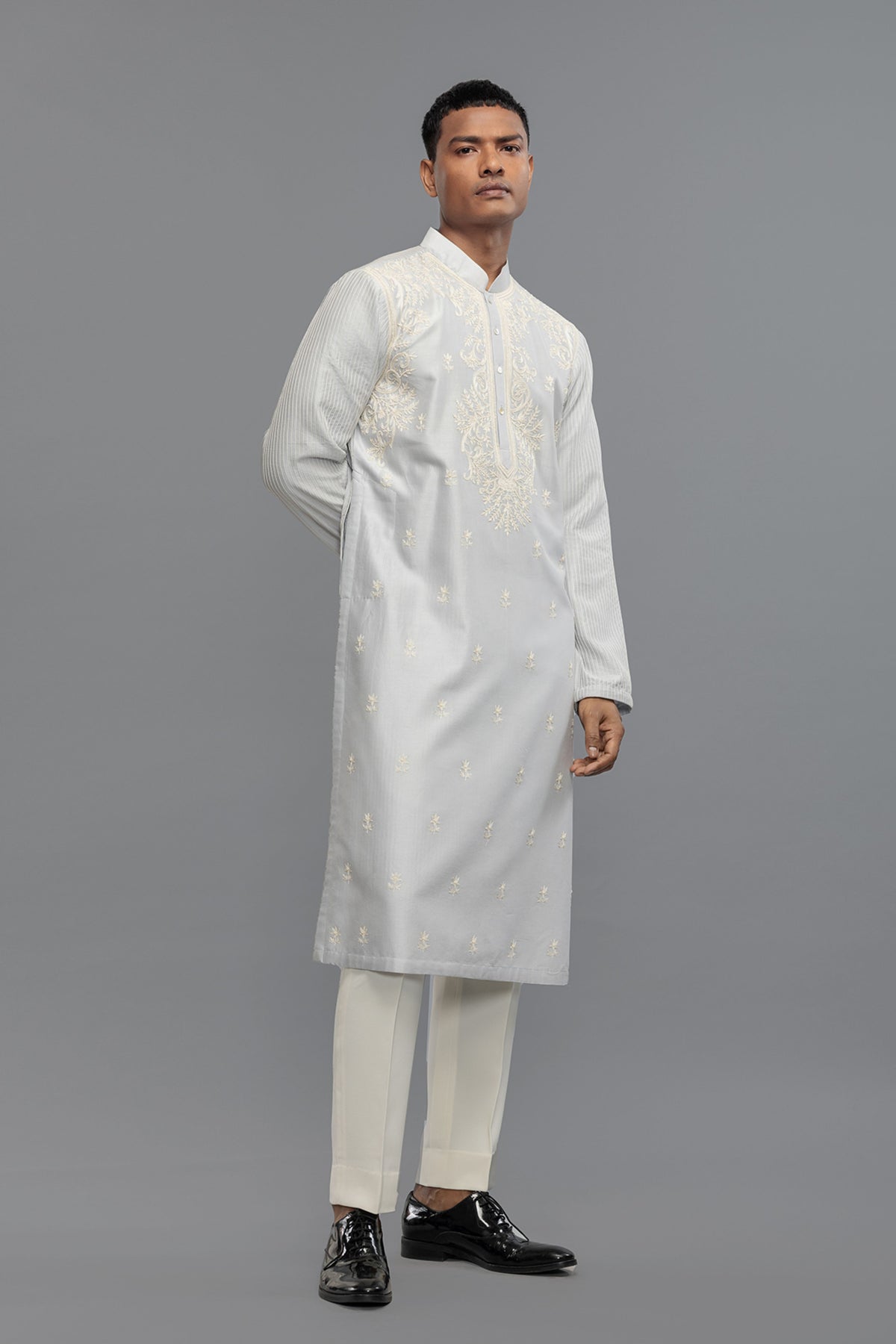 Chanderi Kurta Set With Applique