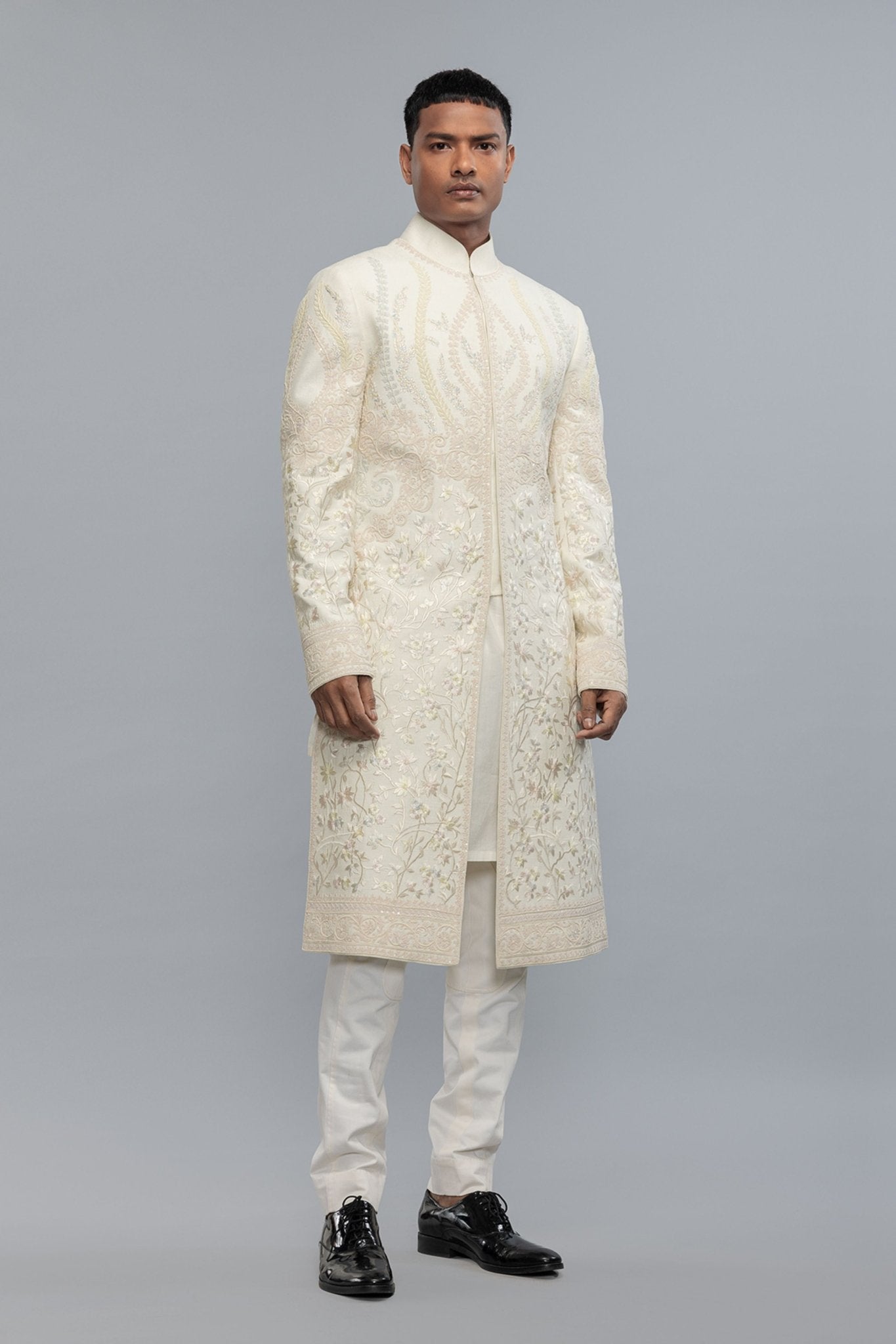 Embroidered Matka Silk Sherwani - Rohit Bal Menswear - Elahe