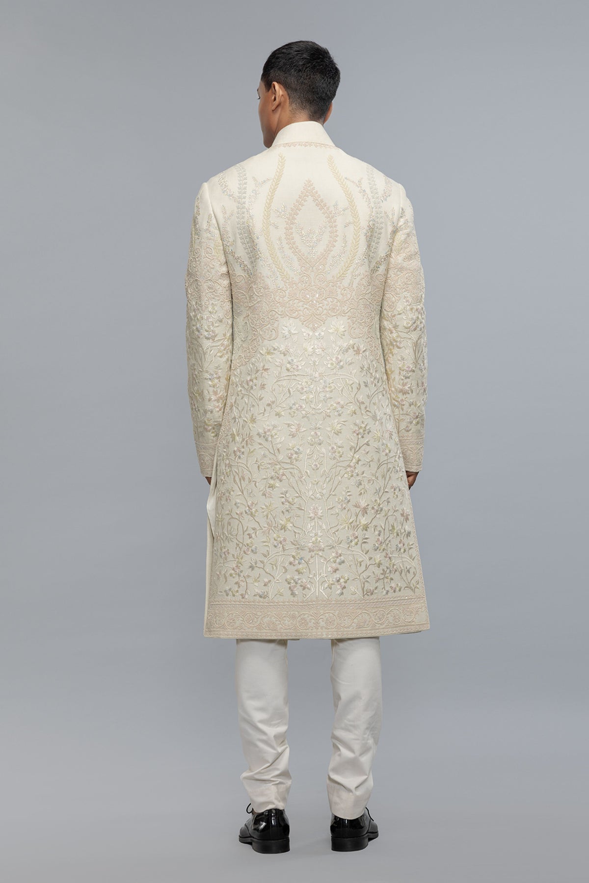 Embroidered Matka Silk Sherwani