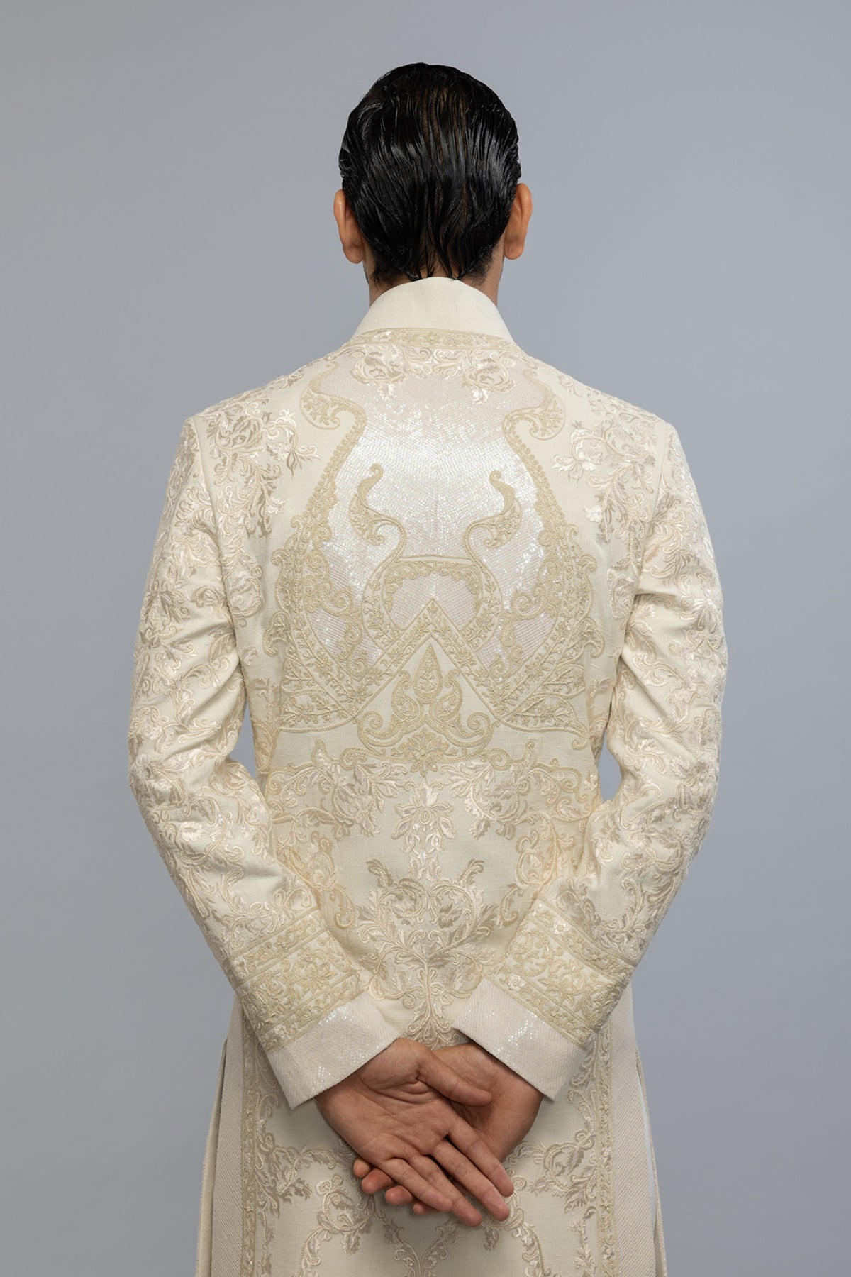 Ivory Embroidered Sherwani