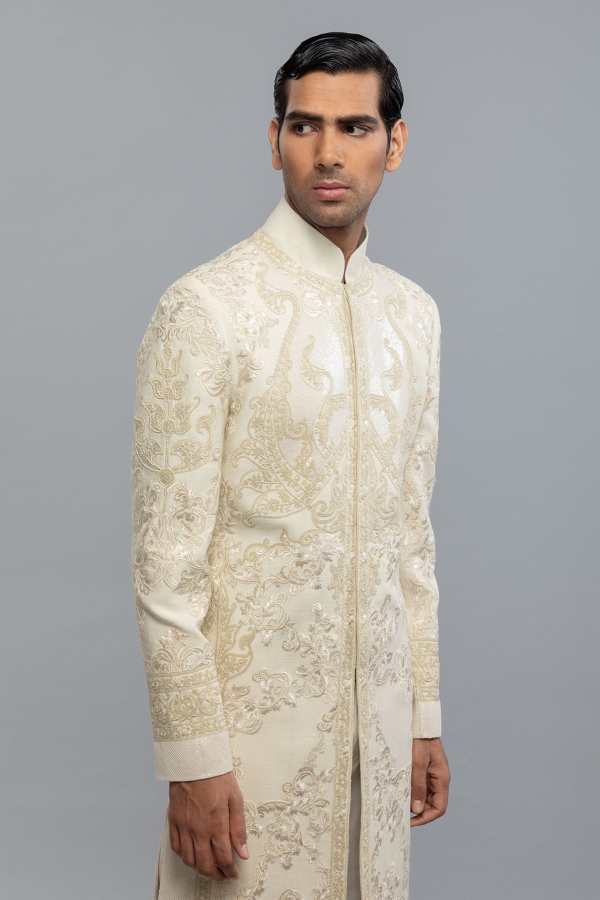 Ivory Embroidered Sherwani