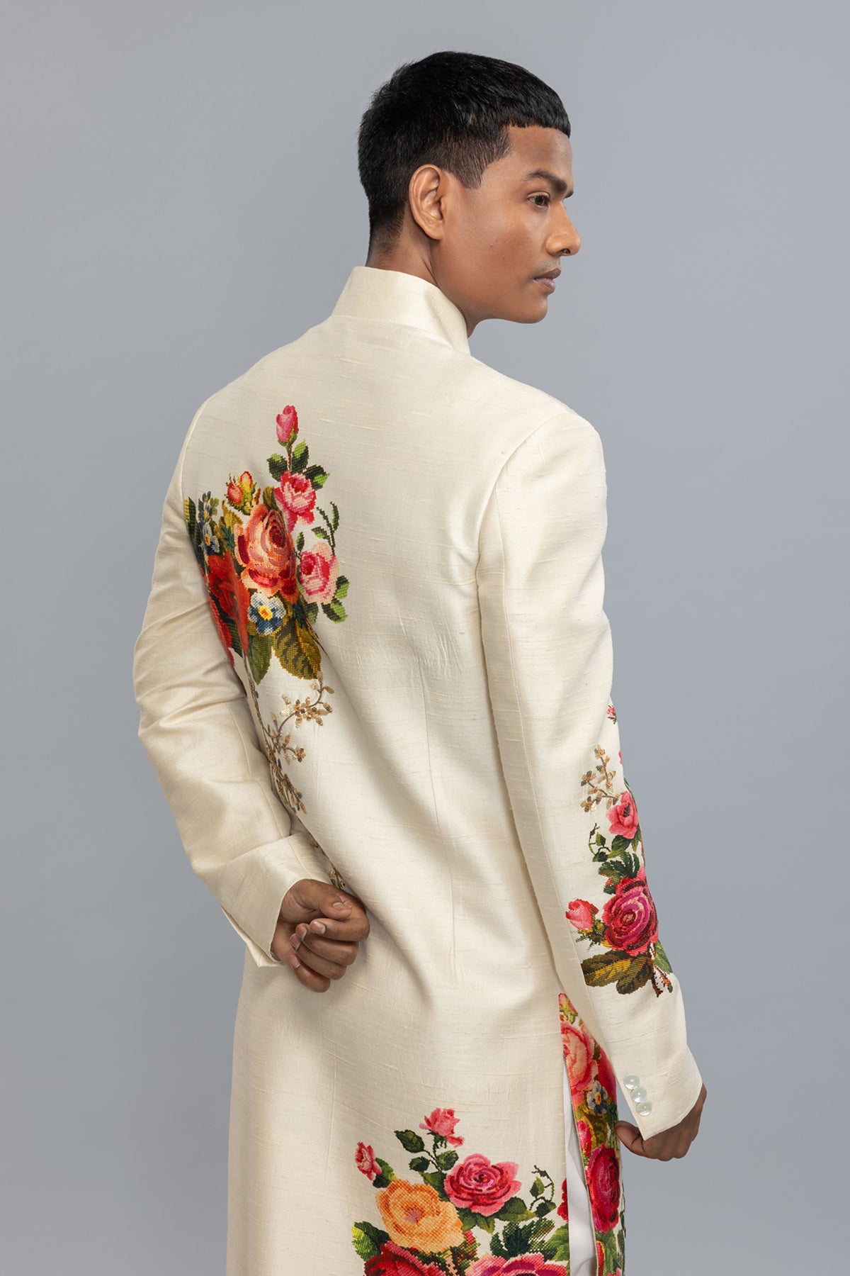 Ivory Matka Silk Sherwani
