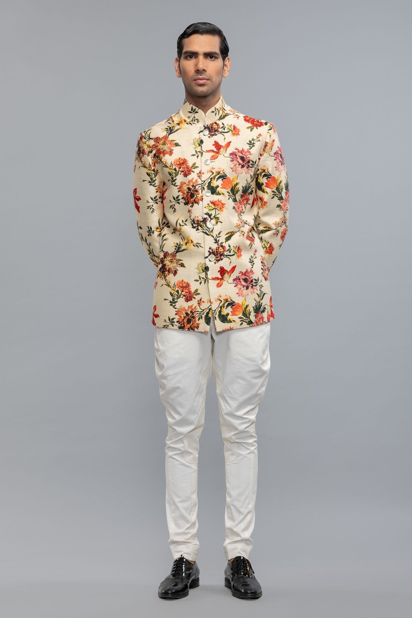 Floral Printed Badhgala - Rohit Bal Menswear - Elahe