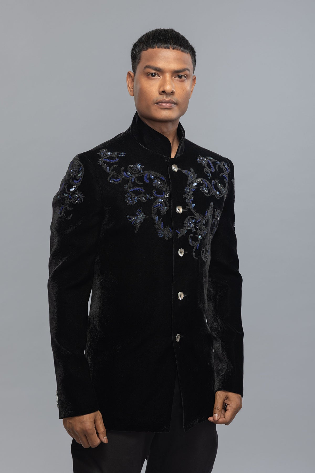 Elegant Black Velvet Bandhgala