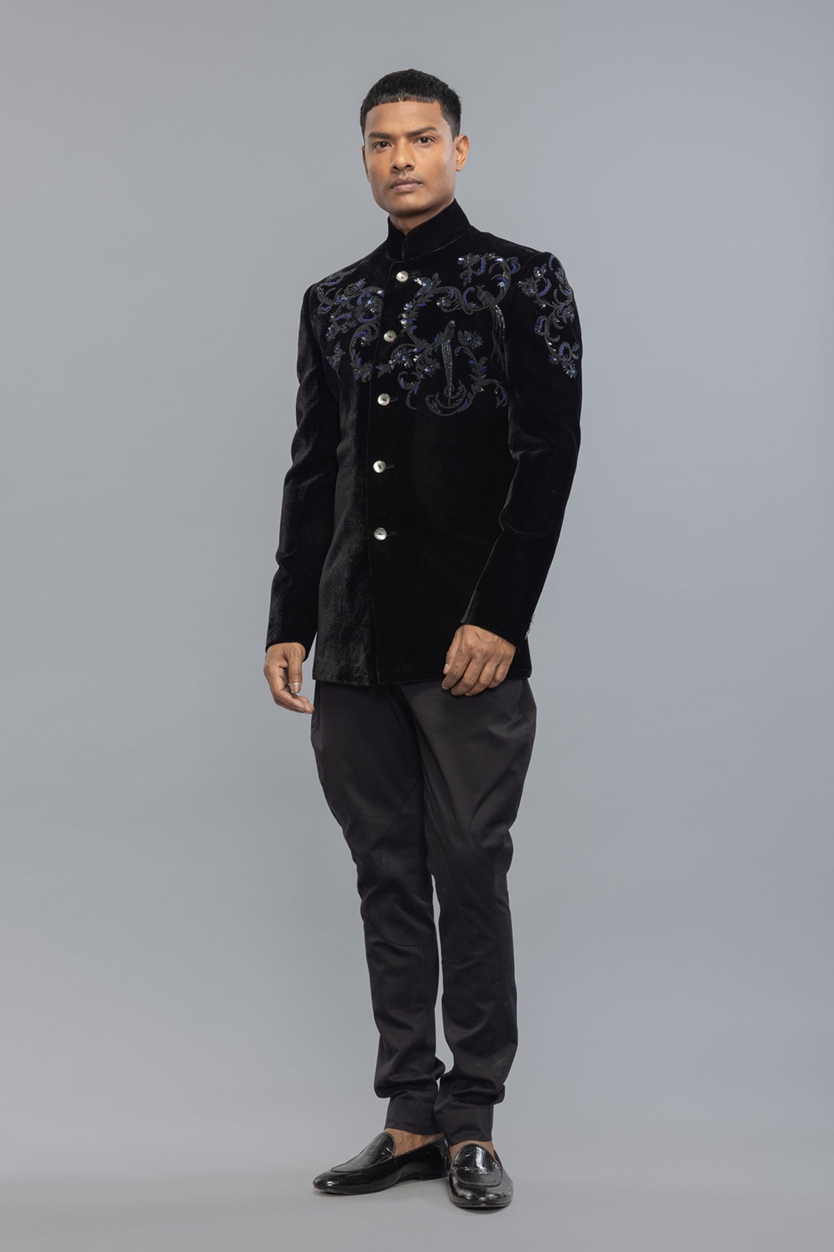 Elegant Black Velvet Bandhgala