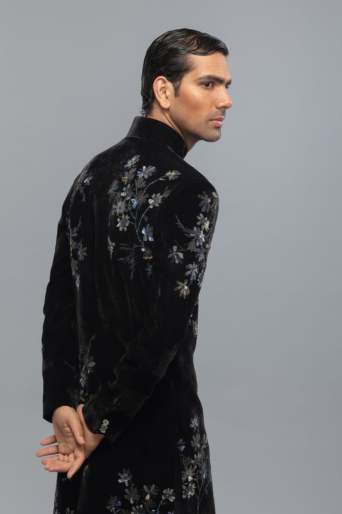 Black Velvet Sherwani