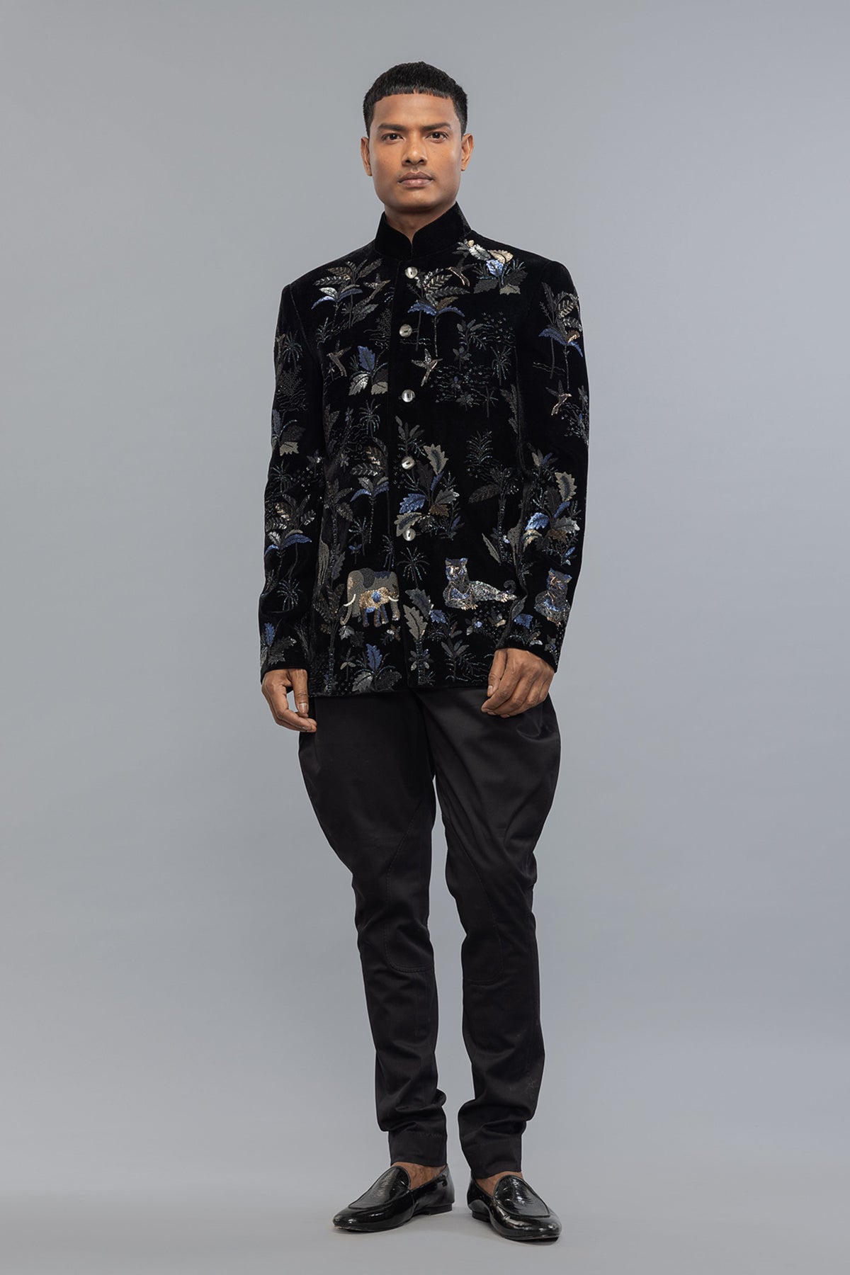 Elegant Black Velvet With Embroidery