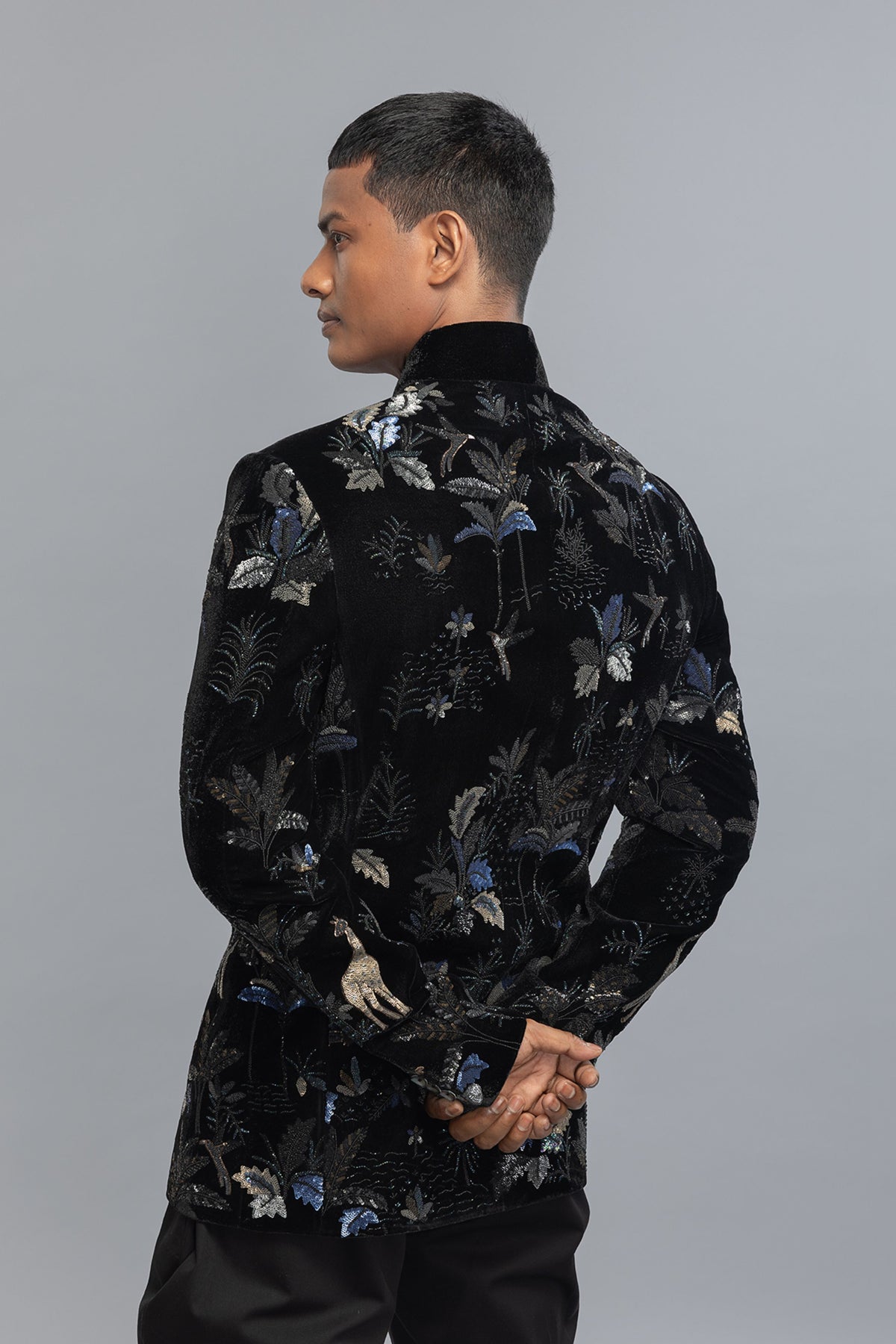 Elegant Black Velvet With Embroidery