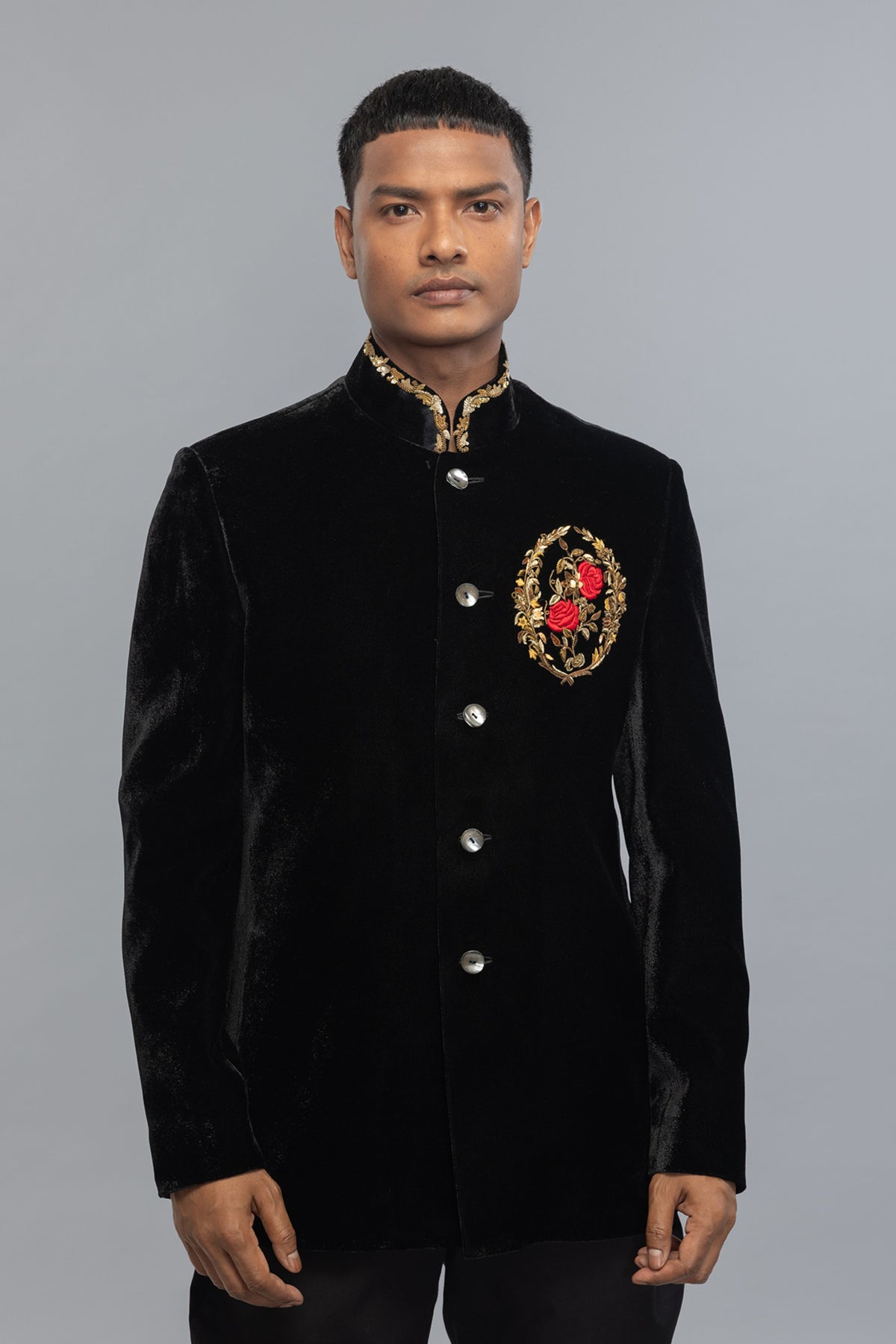 Black Bandhgala With Embroidery