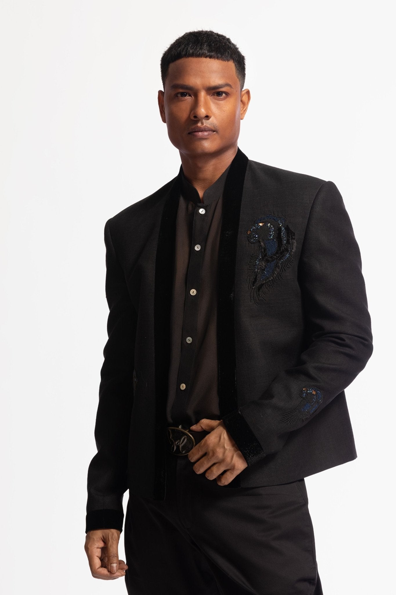 Embroidered Jacket With Horse Motif - Rohit Bal Menswear - Elahe