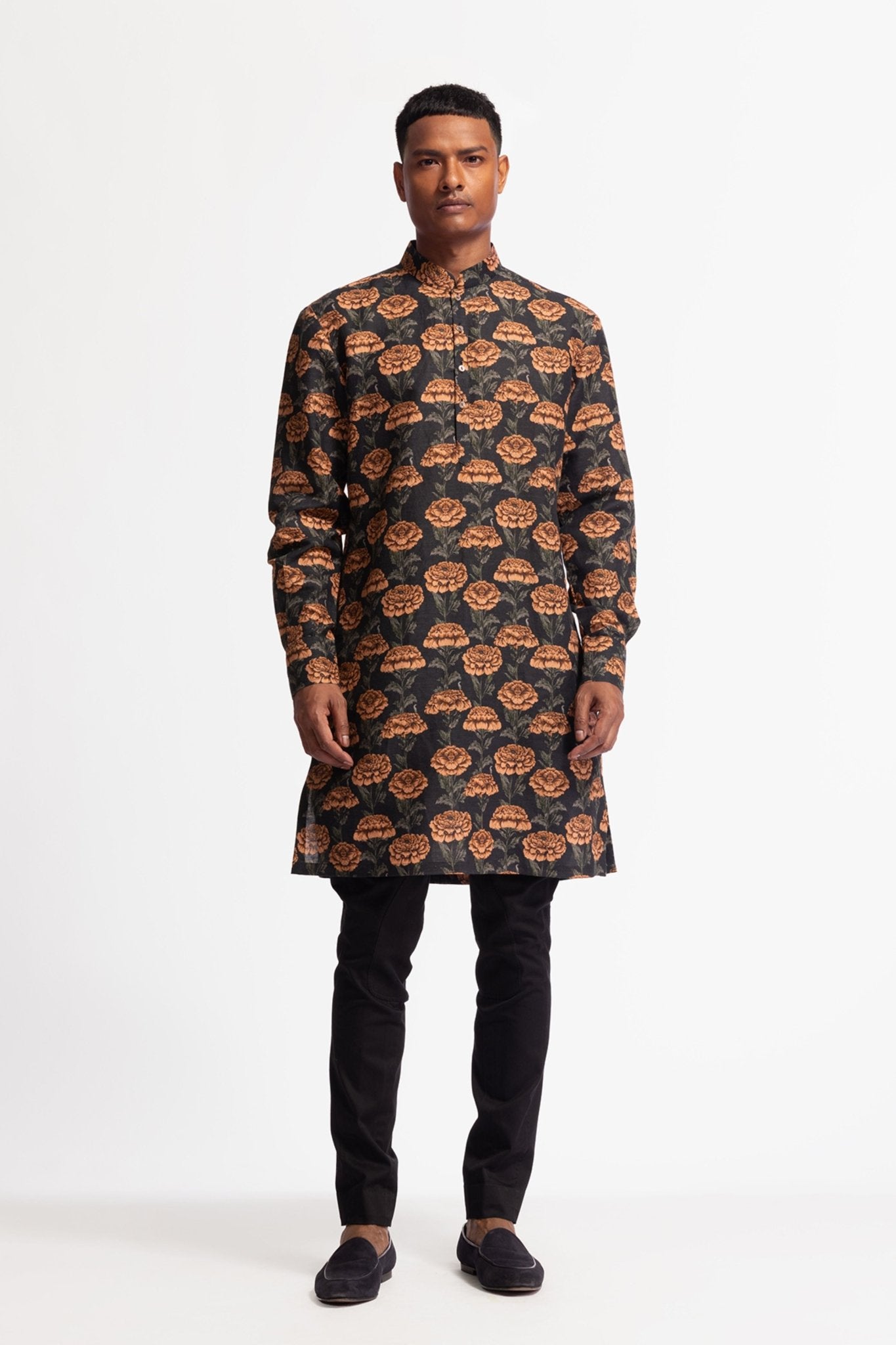 Chanderi Short Kurta - Rohit Bal Menswear - Elahe