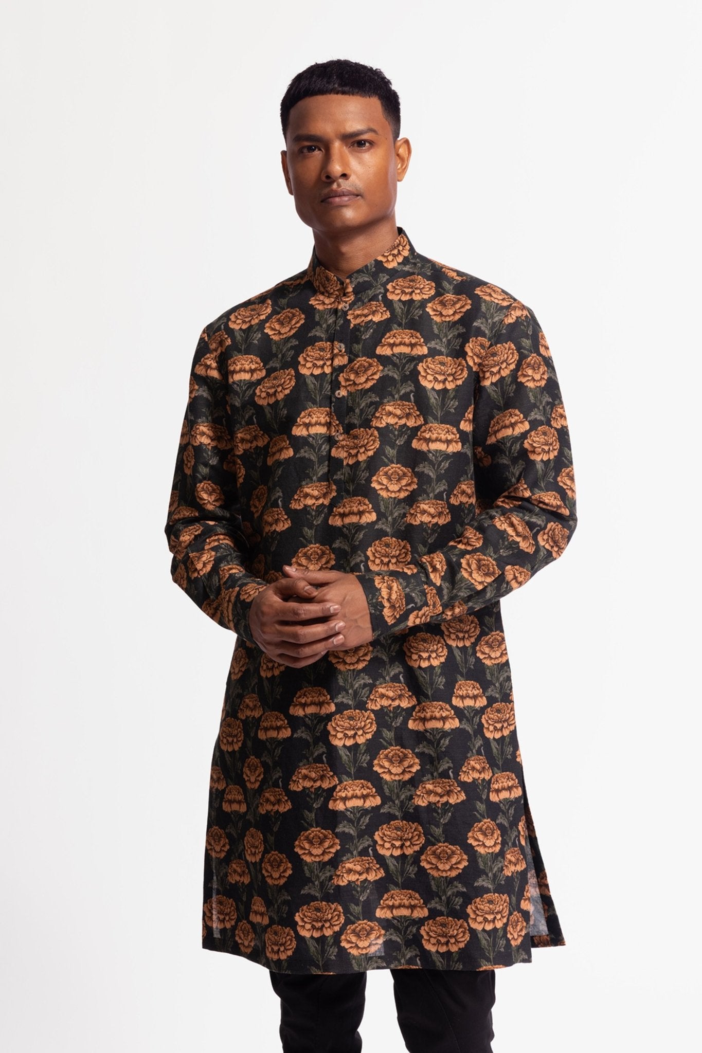 Chanderi Short Kurta - Rohit Bal Menswear - Elahe